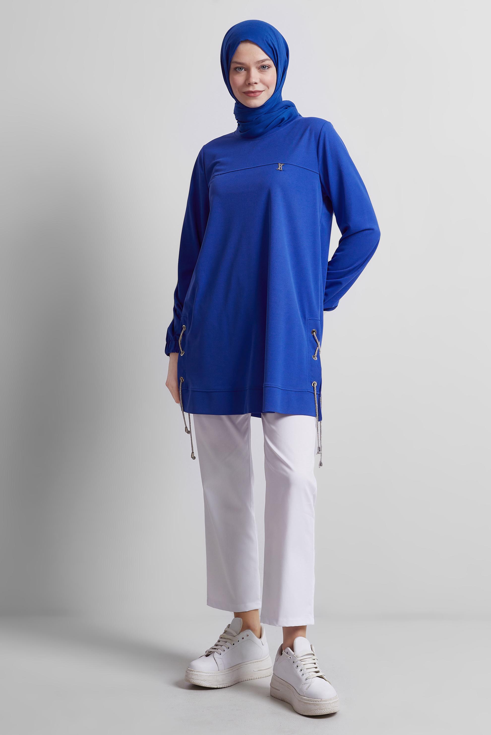 Tesettür giyim LACİVERT BAĞCIKLI EŞOFMAN TUNİK 44767