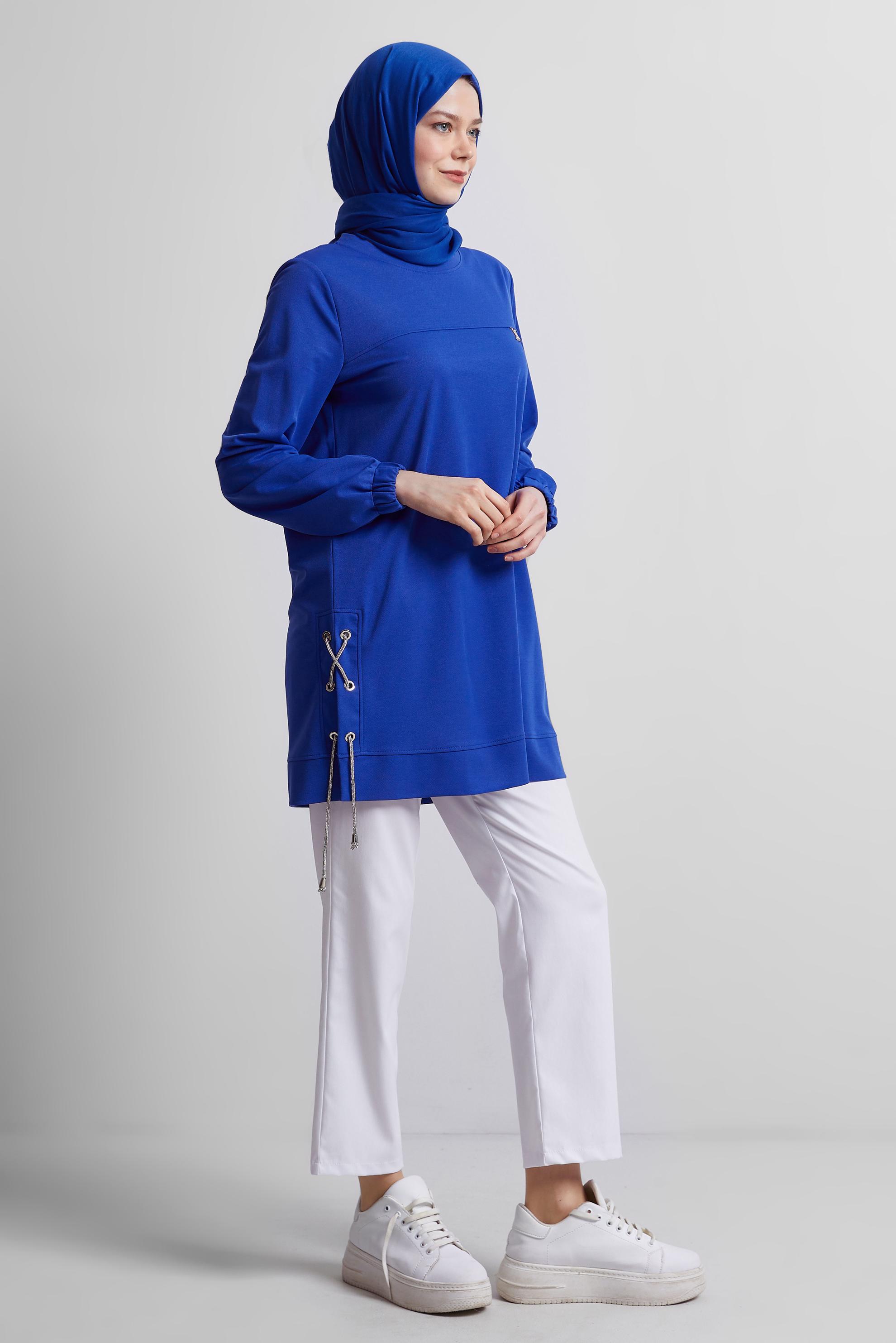 Tesettür giyim LACİVERT BAĞCIKLI EŞOFMAN TUNİK 44767