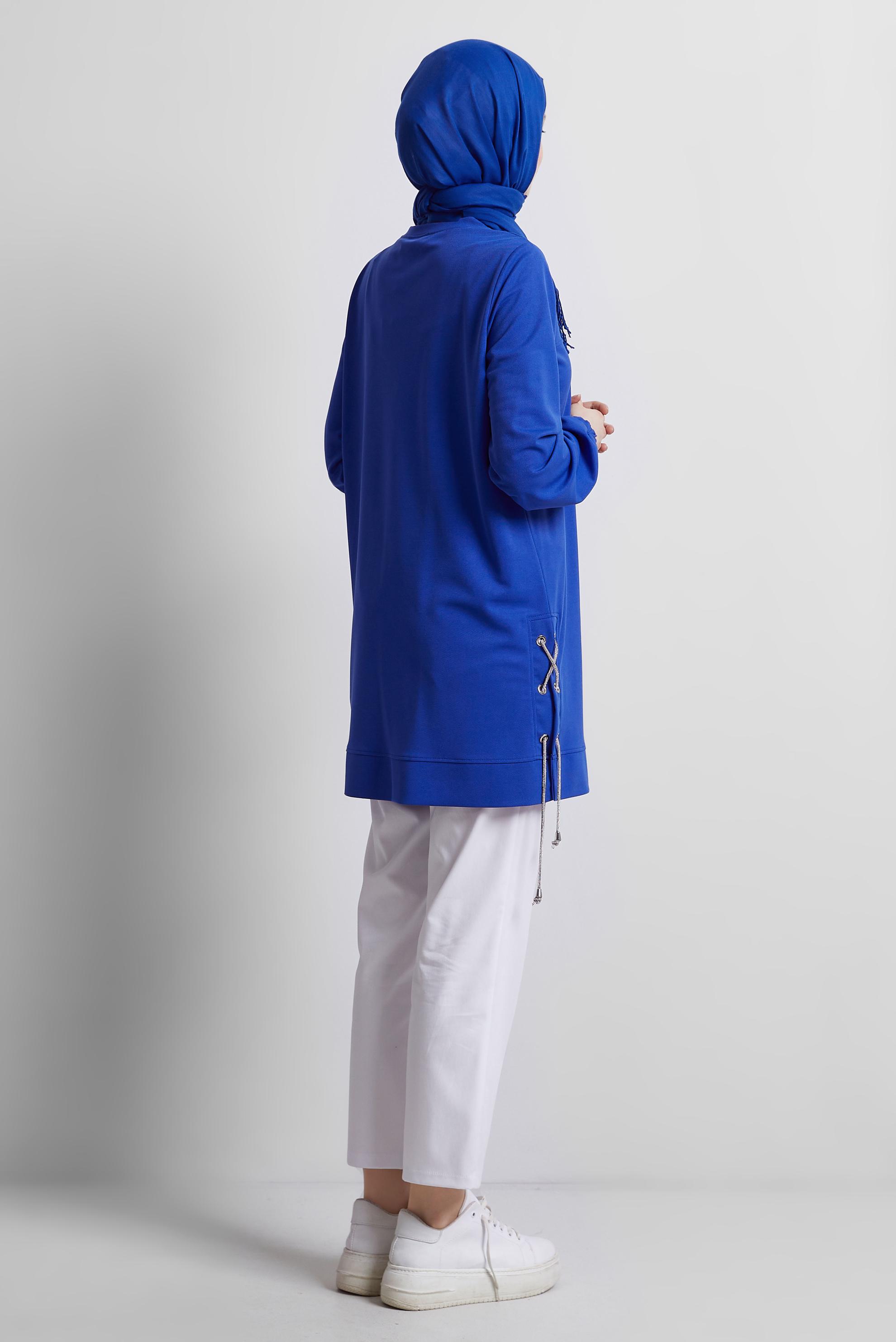 Tesettür giyim LACİVERT BAĞCIKLI EŞOFMAN TUNİK 44767