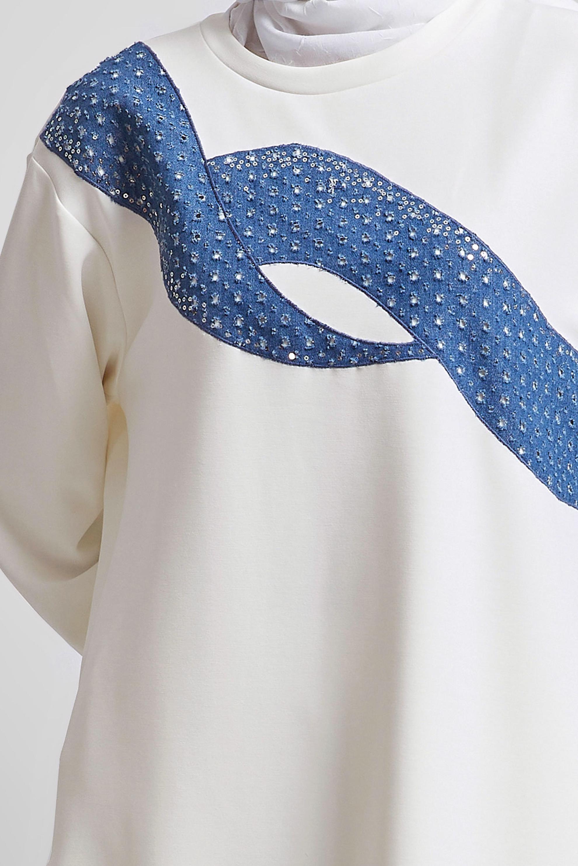 Tesettür giyim BEYAZ PANTOLONLU EŞOFMAN TAKIM 45336