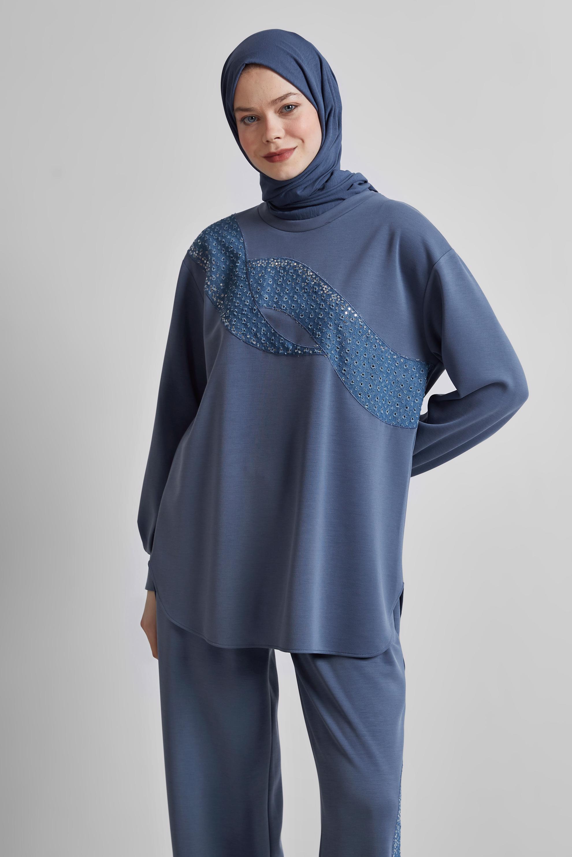 Tesettür giyim LACİVERT PANTOLONLU EŞOFMAN TAKIM 45336