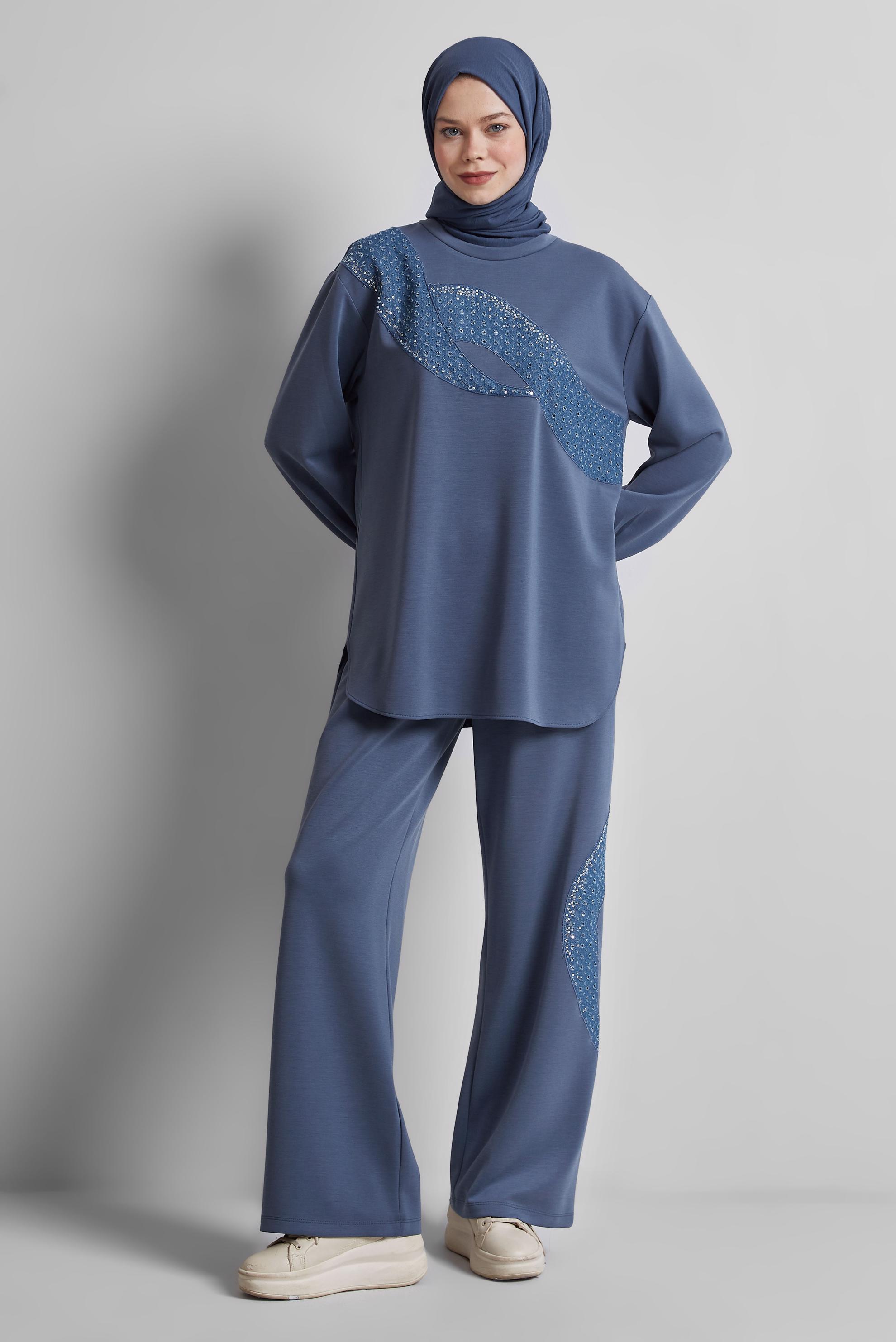 Tesettür giyim LACİVERT PANTOLONLU EŞOFMAN TAKIM 45336