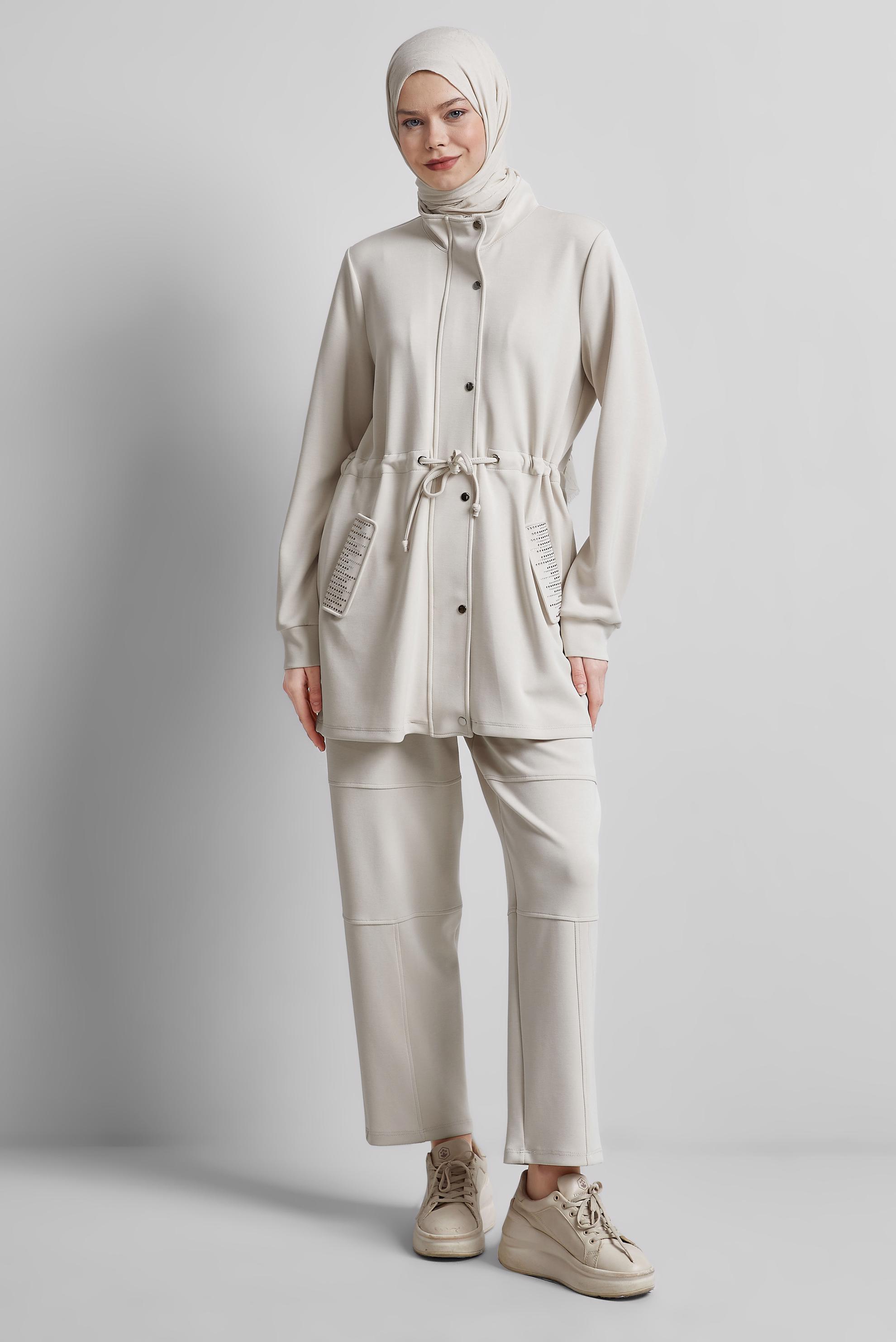 Tesettür giyim BEJ PANTOLONLU EŞOFMAN TAKIM 45386