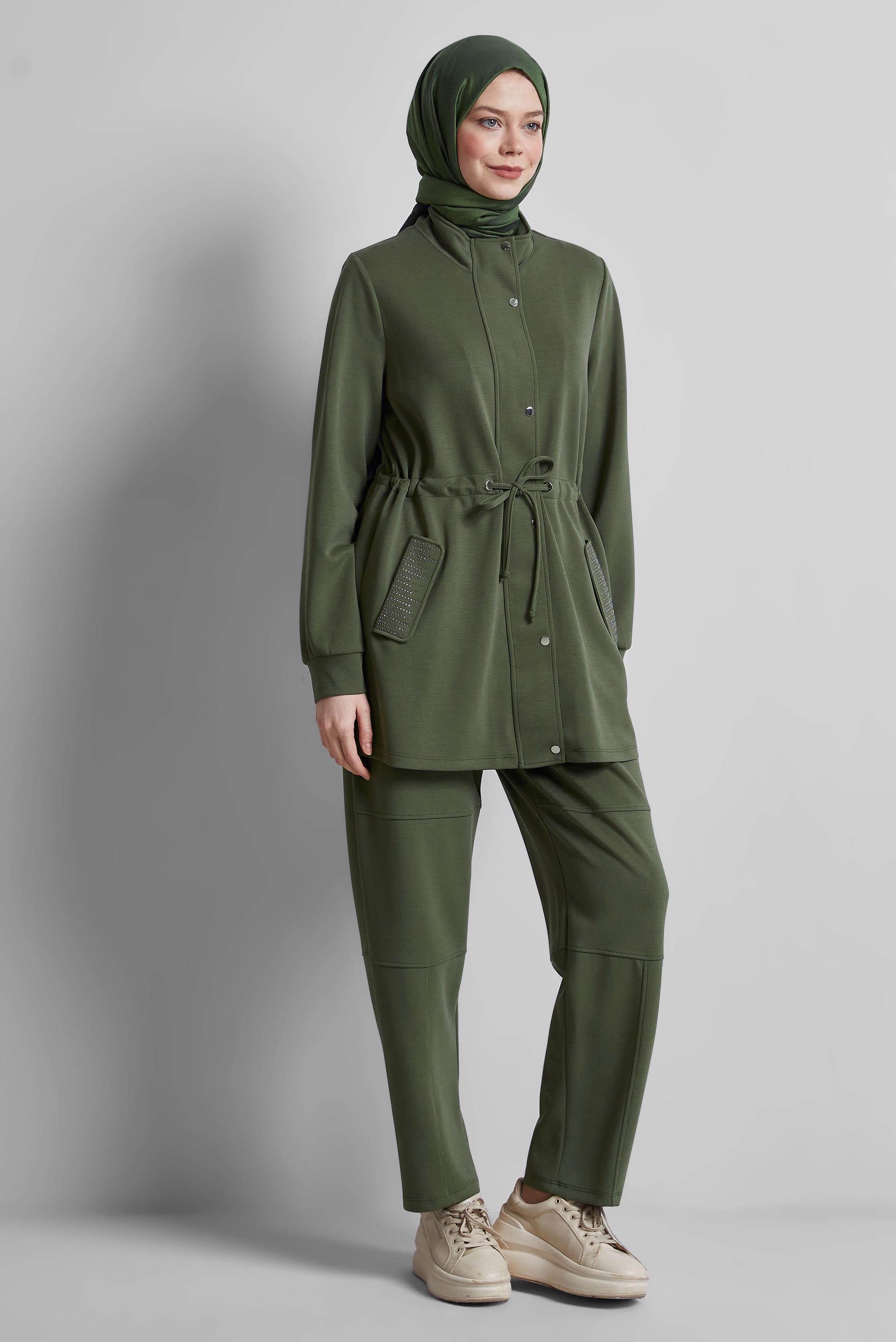 Tesettür giyim HAKİ PANTOLONLU EŞOFMAN TAKIM 45386