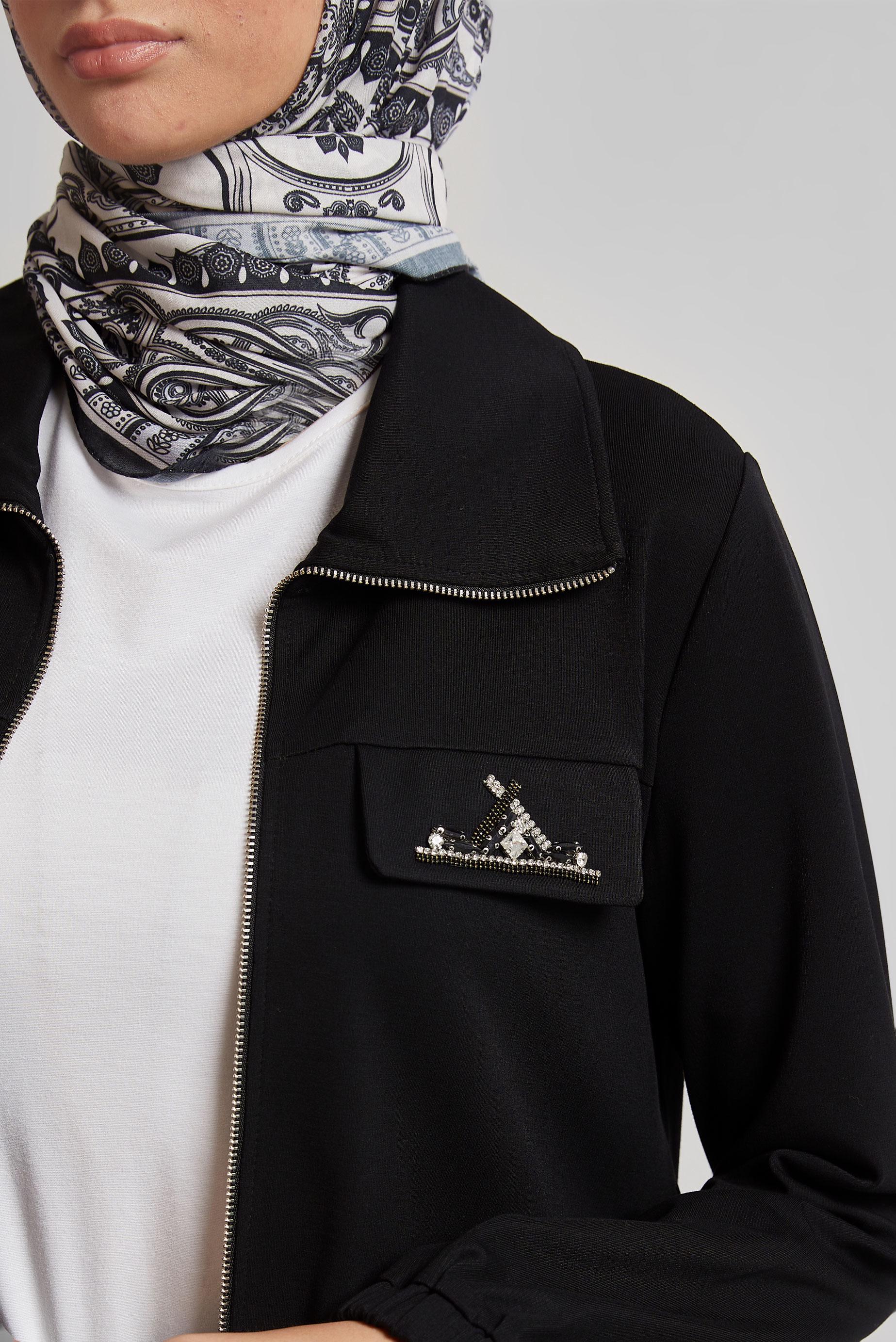 Vêtements hijab NOIR COMBINAISON JUPE AVEC GEMME 45387