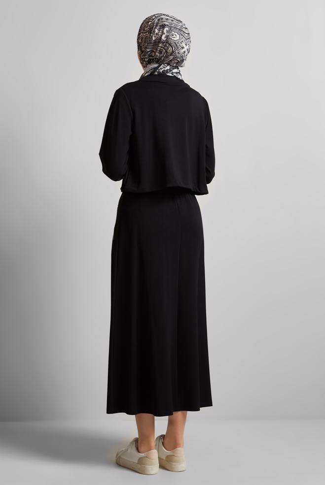 Vêtements hijab NOIR COMBINAISON JUPE AVEC GEMME 45387 - ALVİNA