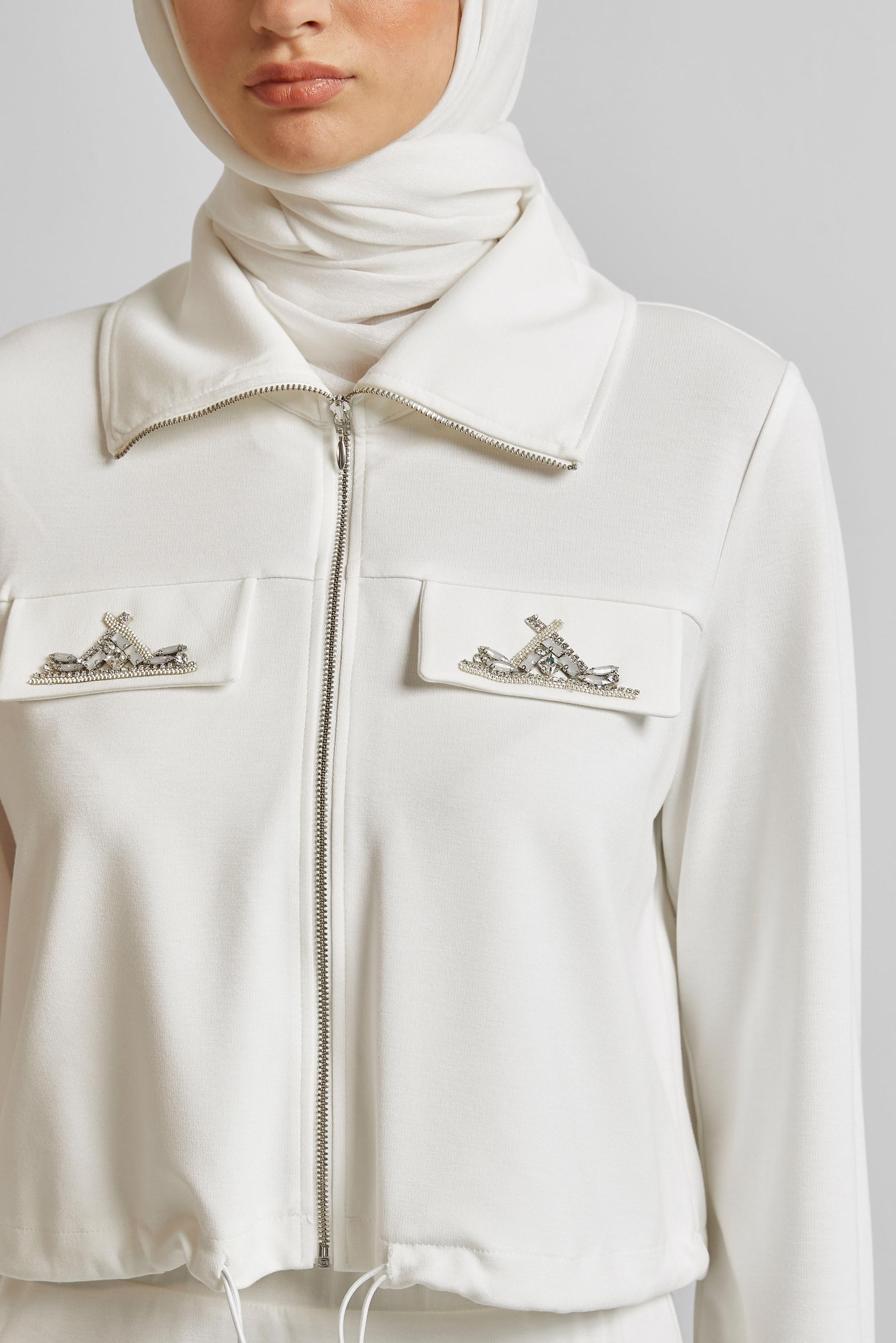 Vêtements hijab BLANC COMBINAISON JUPE AVEC GEMME 45387