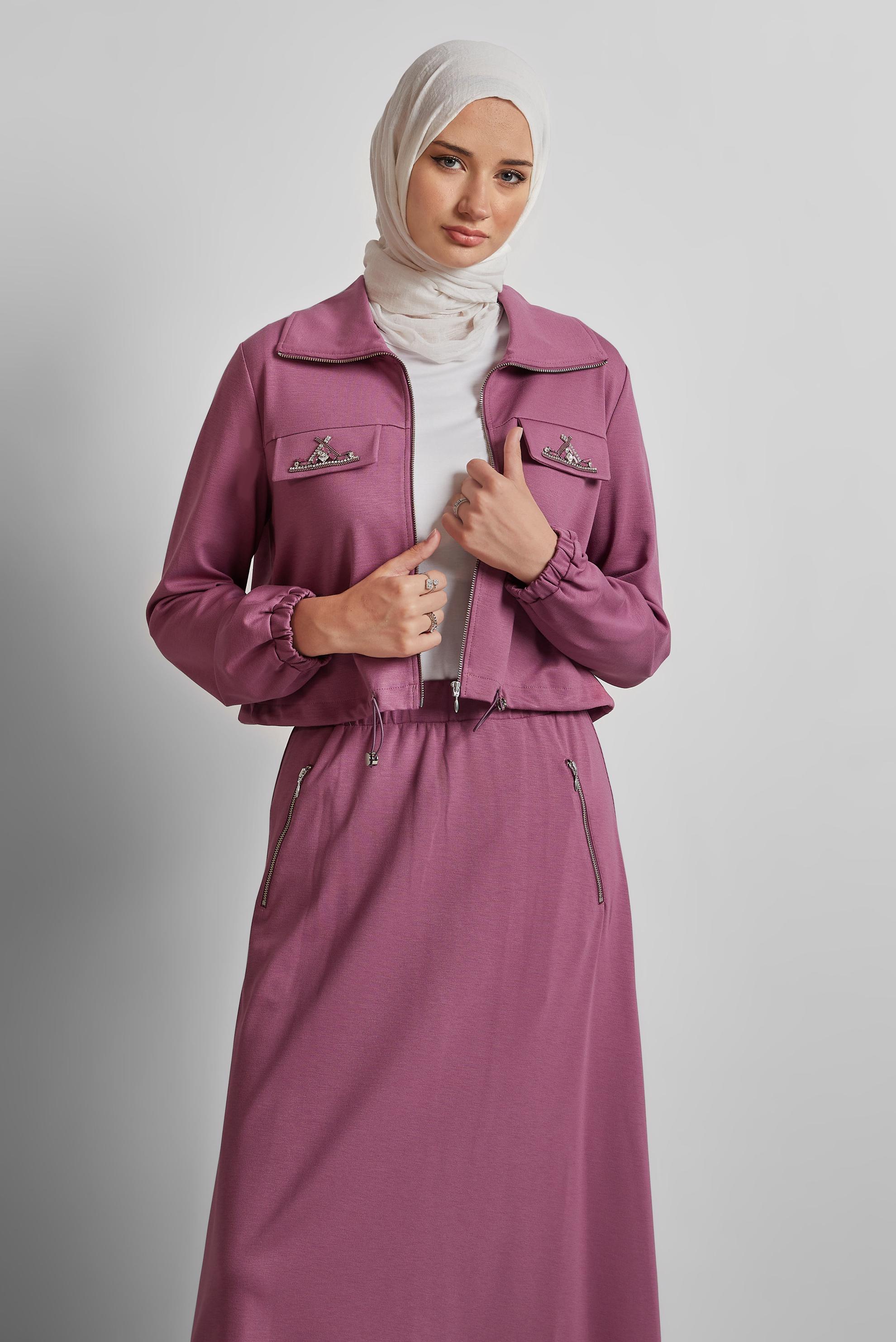 Vêtements hijab ROSE COMBINAISON JUPE AVEC GEMME 45387