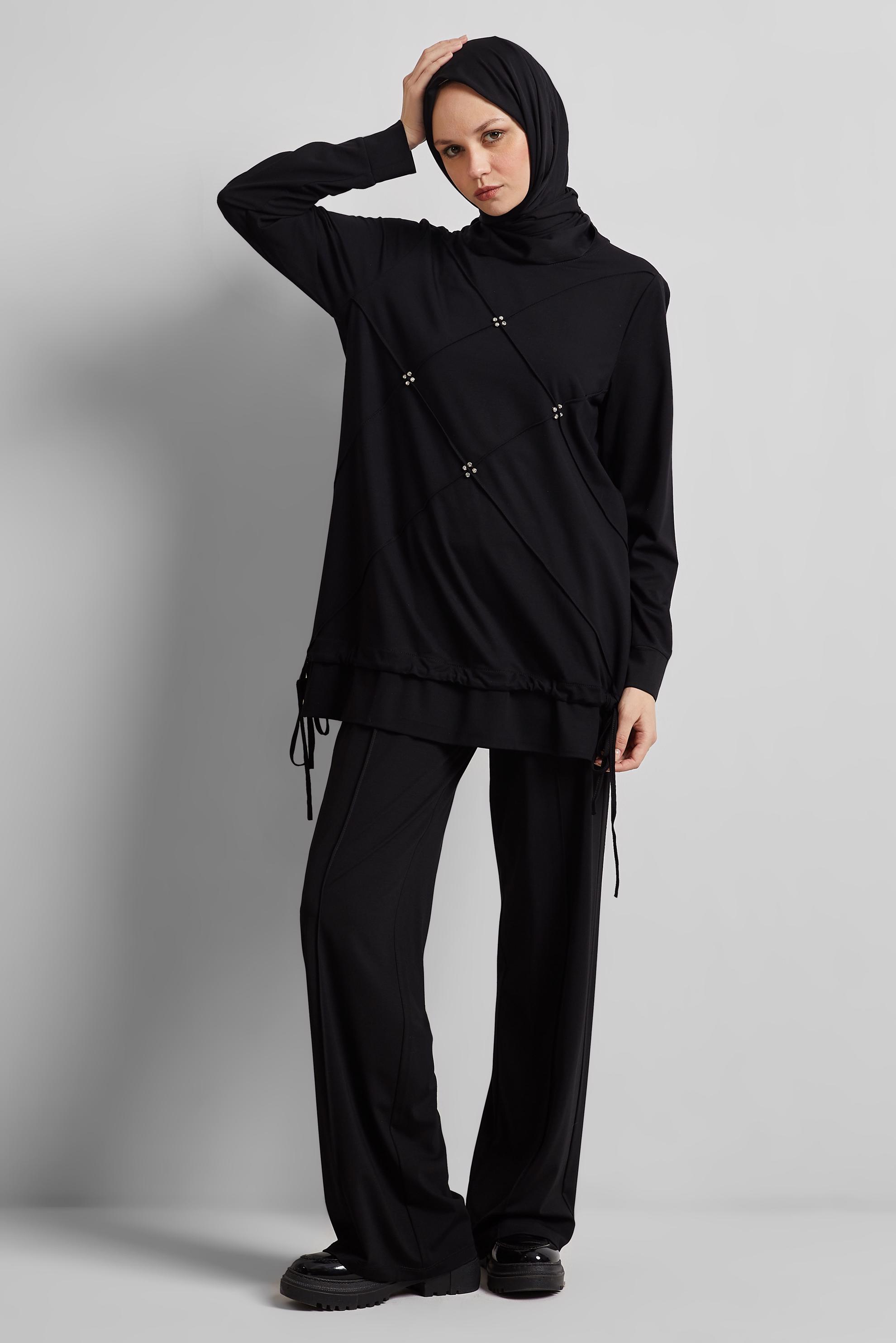 Tesettür giyim SİYAH PANTOLONLU EŞOFMAN TAKIM 45388