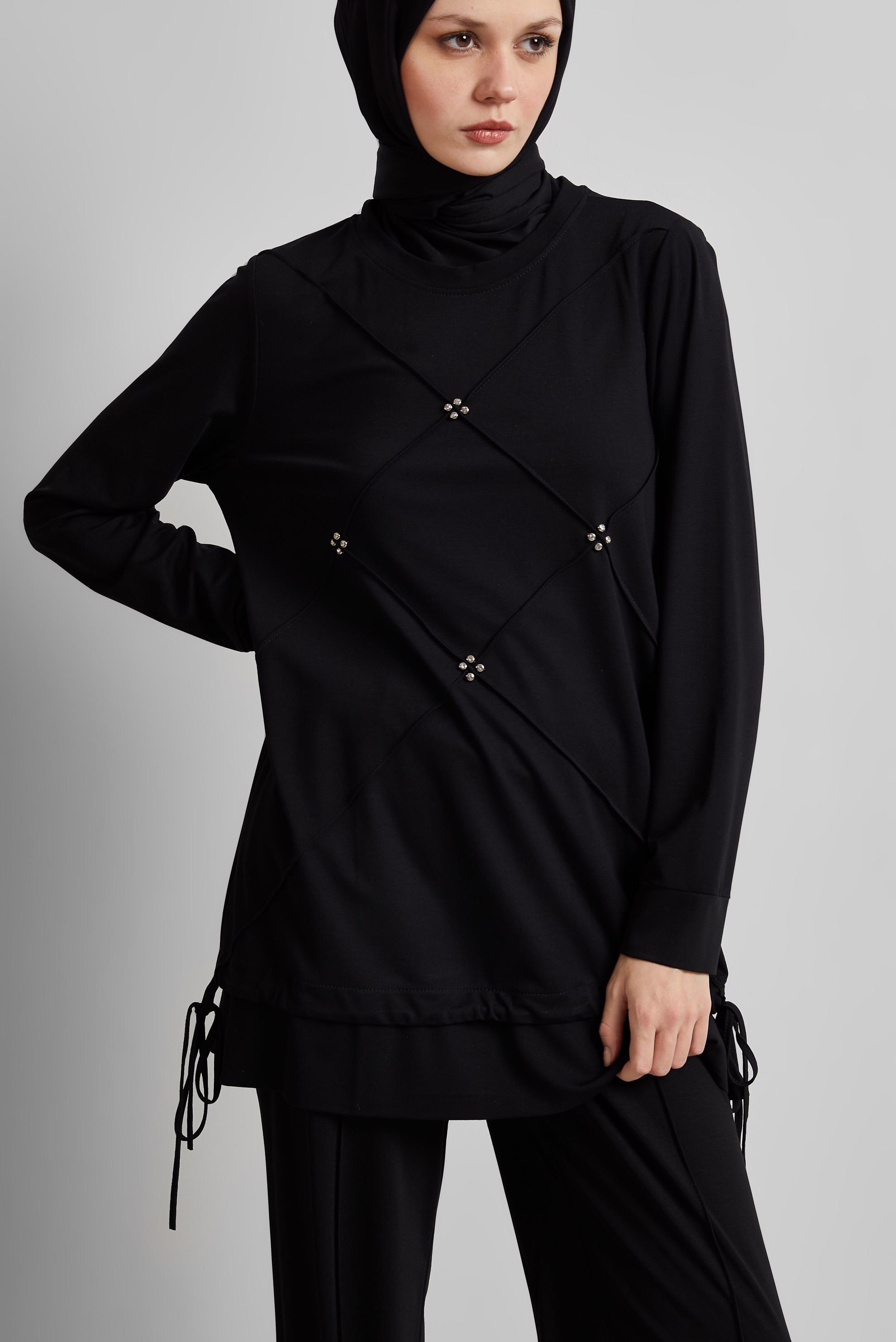 Tesettür giyim SİYAH PANTOLONLU EŞOFMAN TAKIM 45388