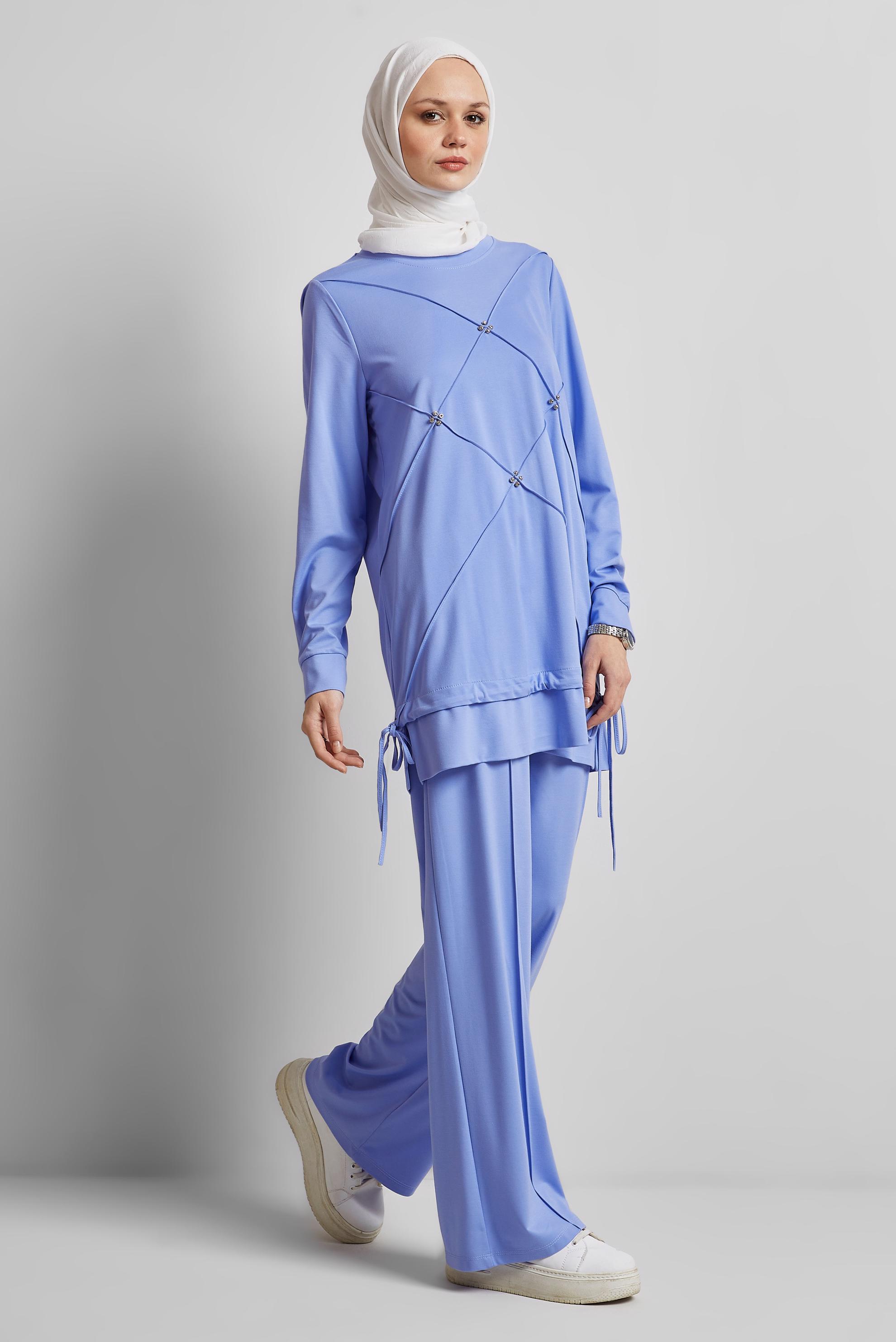 Vêtements hijab BLEU ENSEMBLE SURVÊTEMENT AVEC PANTALON 45388
