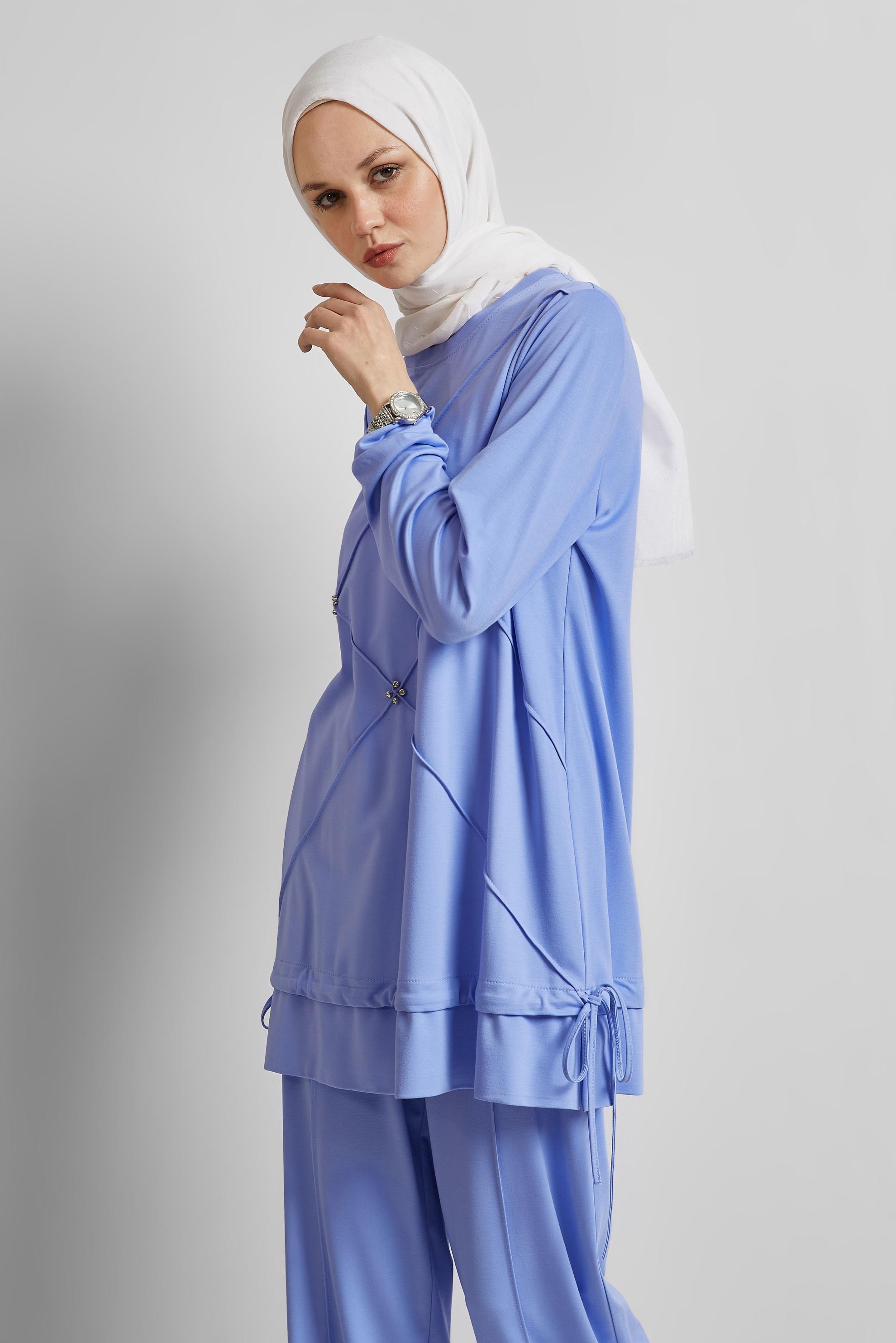Vêtements hijab BLEU ENSEMBLE SURVÊTEMENT AVEC PANTALON 45388