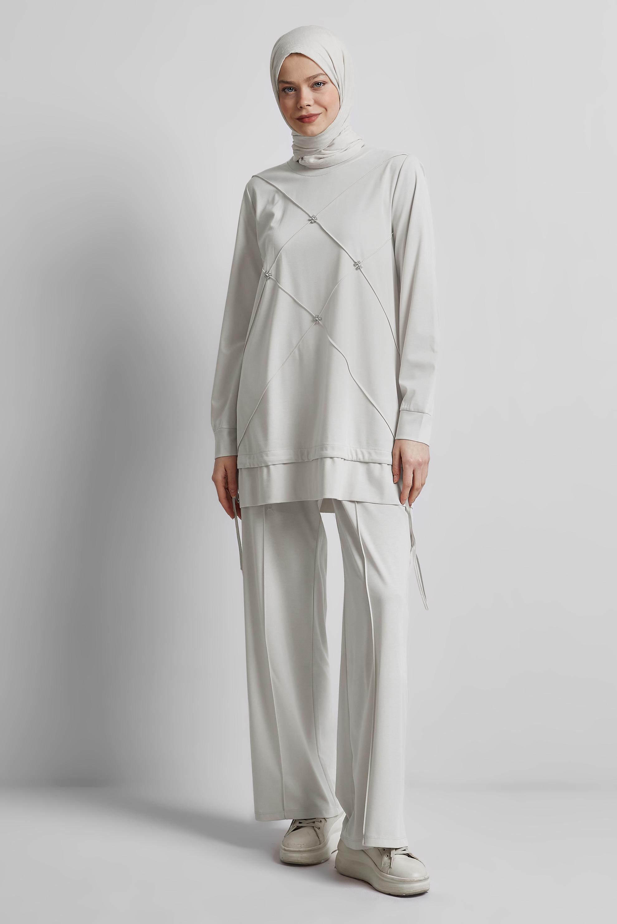 Tesettür giyim BEJ PANTOLONLU EŞOFMAN TAKIM 45388