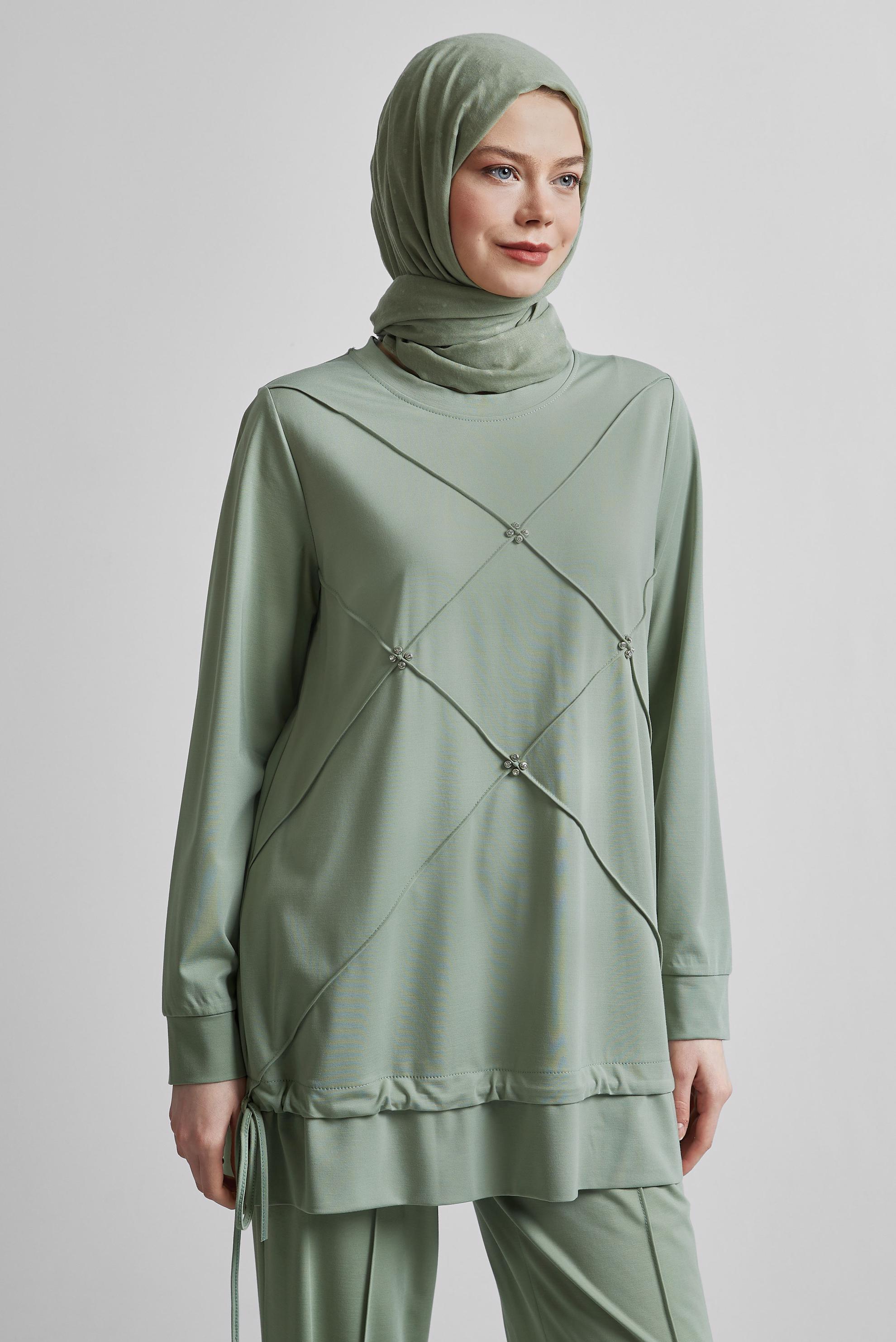 Tesettür giyim YEŞİL PANTOLONLU EŞOFMAN TAKIM 45388