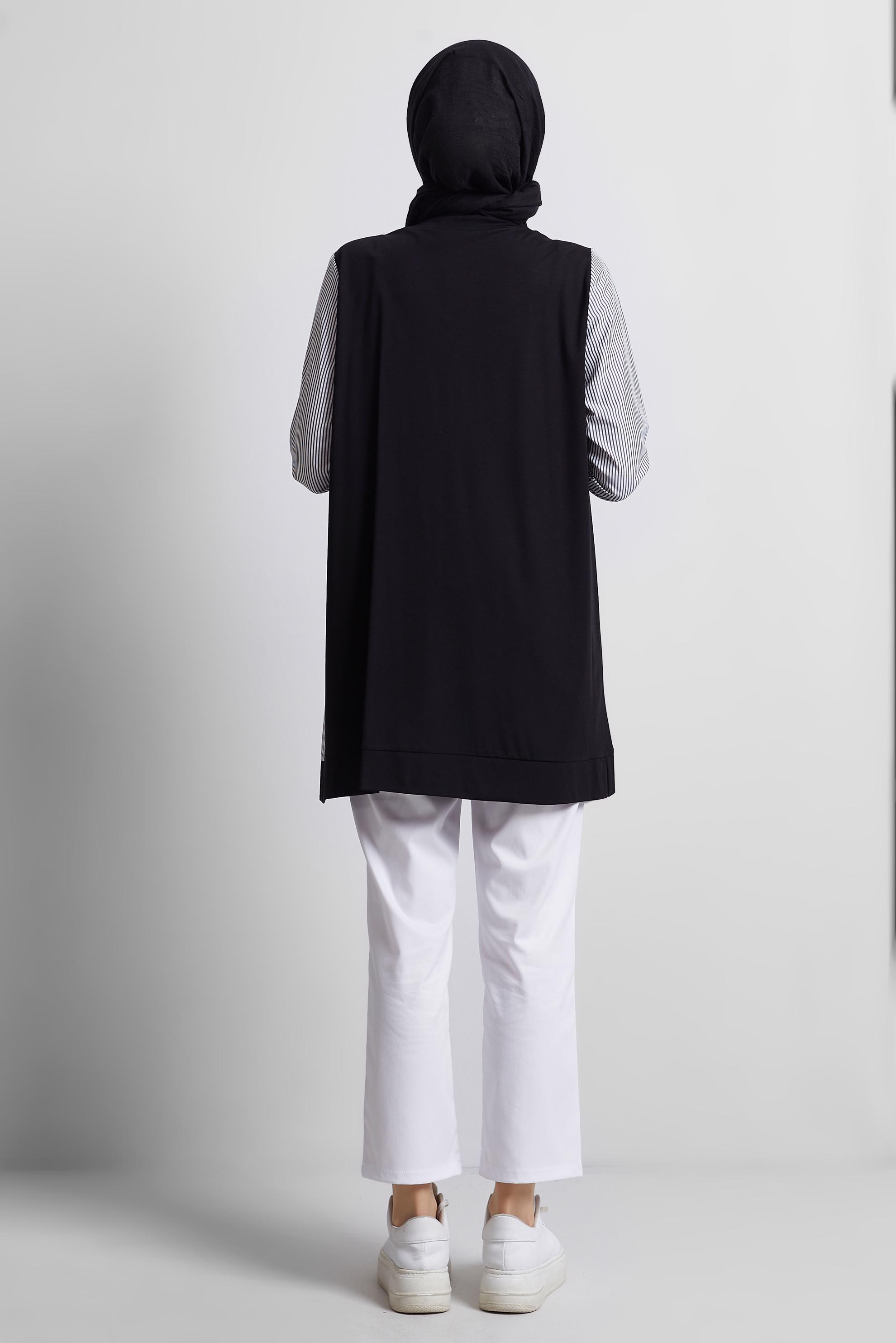 Tesettür giyim SİYAH TAŞ DETAYLI EŞOFMAN TUNİK 45389 