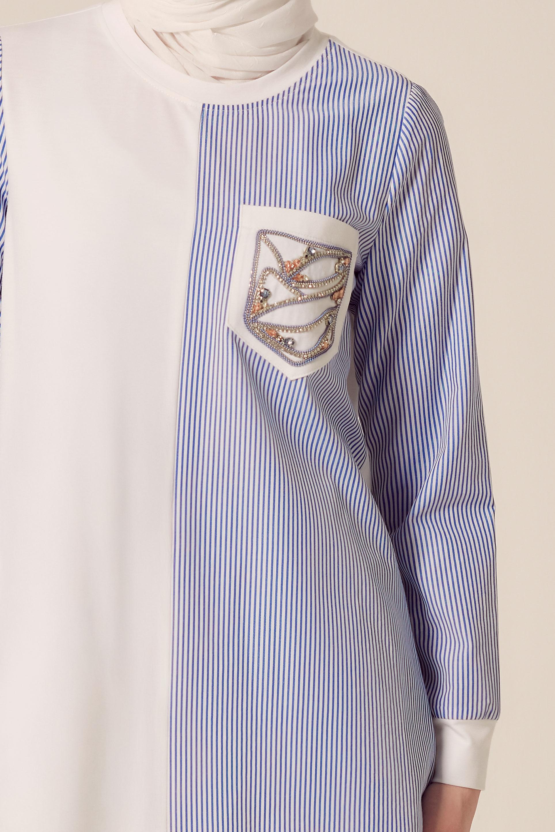 Tesettür giyim BEYAZ TAŞ DETAYLI EŞOFMAN TUNİK 45389 