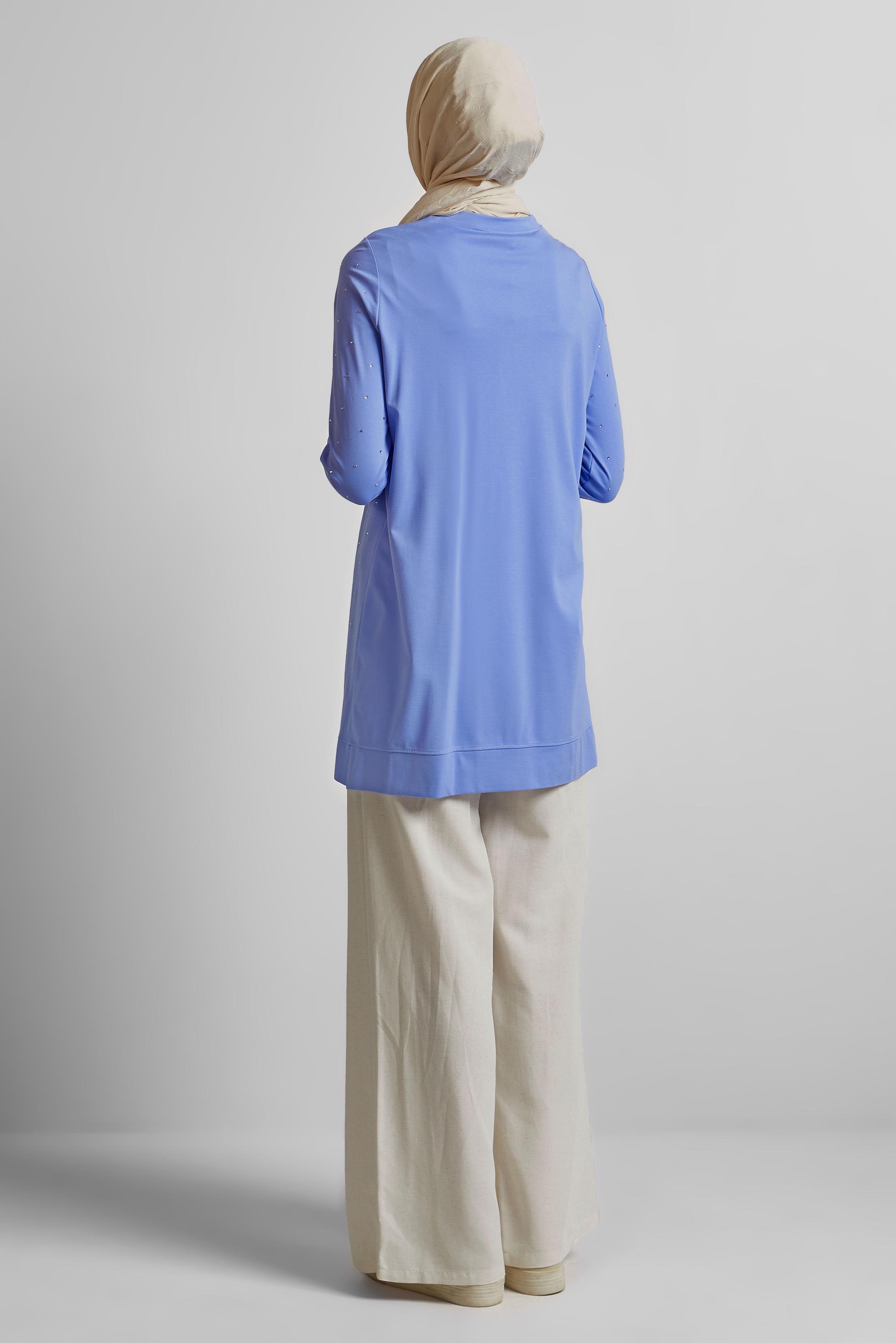 Tesettür giyim MAVİ TAŞLI EŞOFMAN TUNİK 45390