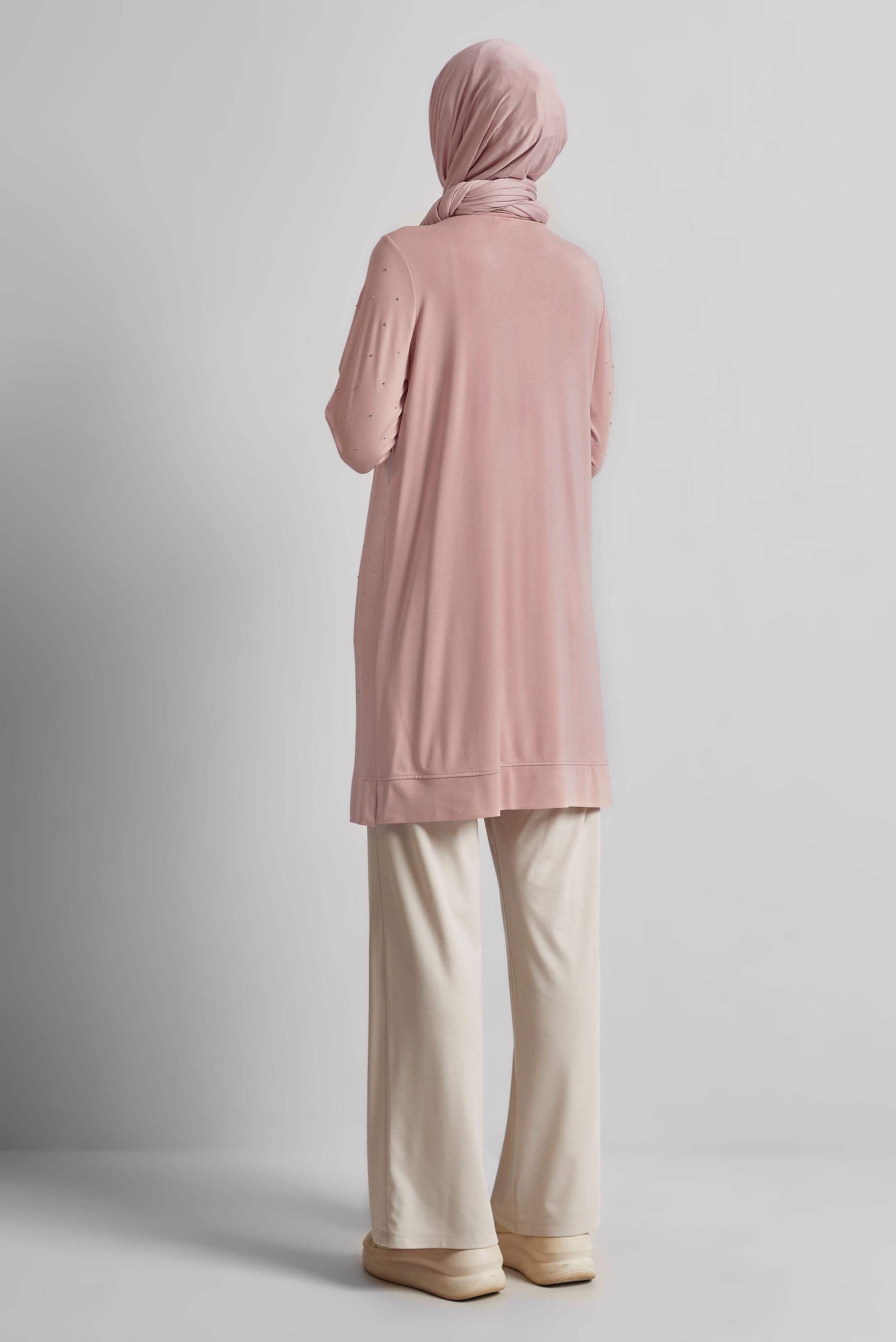 Tesettür giyim PUDRA TAŞLI EŞOFMAN TUNİK 45390