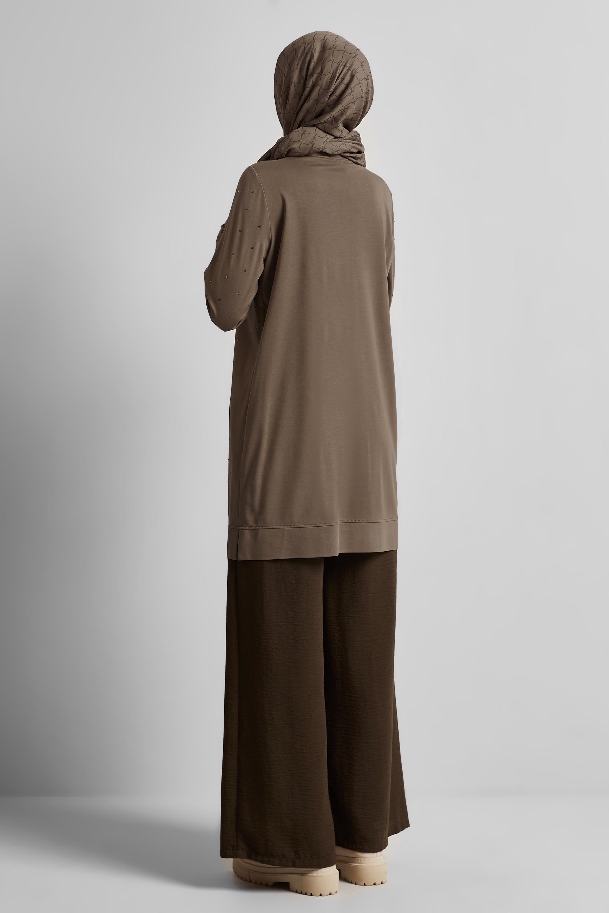 Tesettür giyim VİZON TAŞLI EŞOFMAN TUNİK 45390