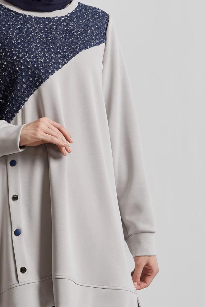 Hijab clothing BEIGE TRACKSUIT TUNIC 45391 - ALVİNA