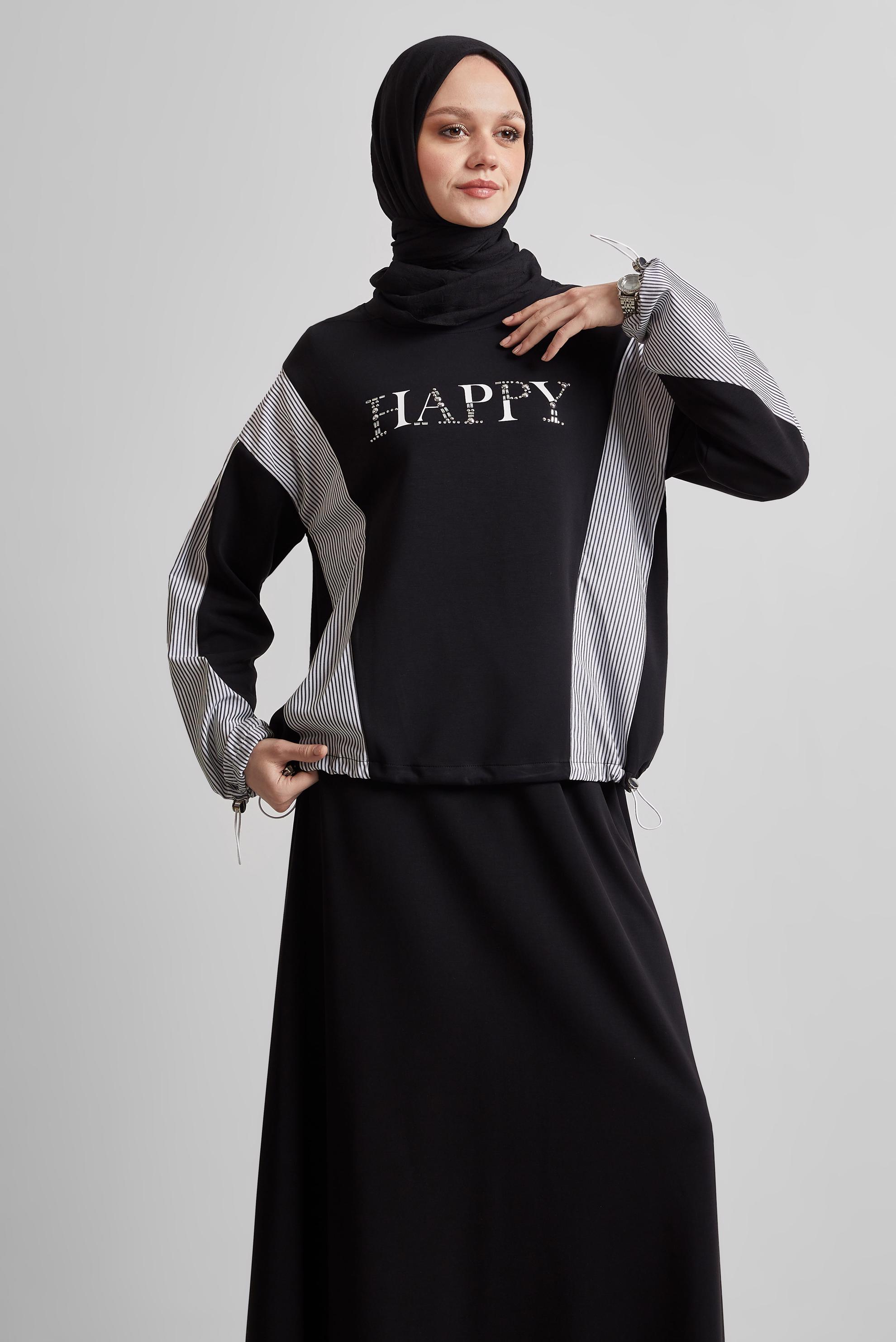 Vêtements hijab NOIR ENSEMBLE SURVÊTEMENT AVEC JUPE 45439