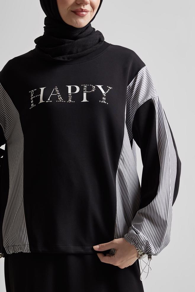 Vêtements hijab NOIR ENSEMBLE SURVÊTEMENT AVEC JUPE 45439 - ALVİNA