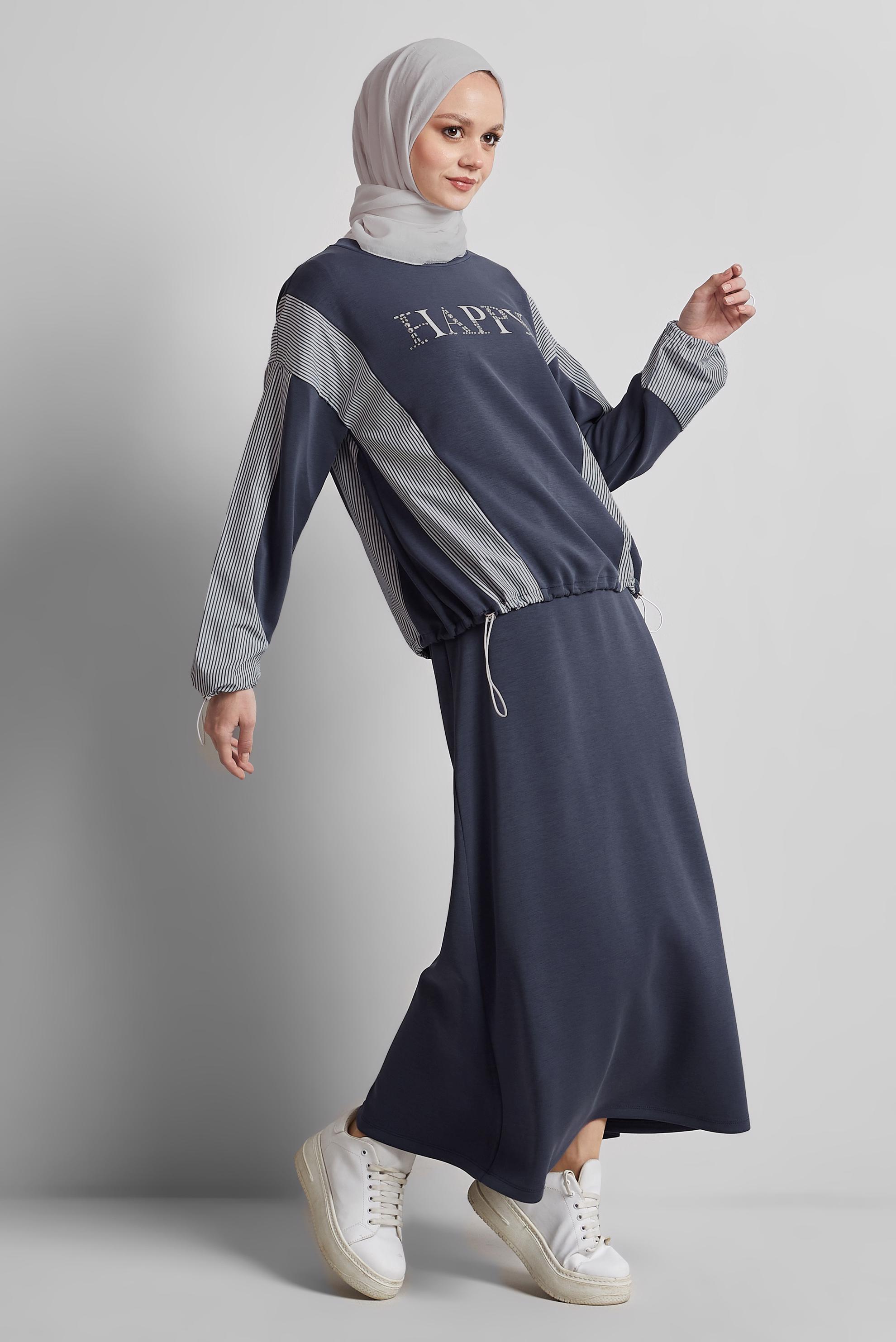 Tesettür giyim GRİ ETEKLİ EŞOFMAN TAKIM 45439