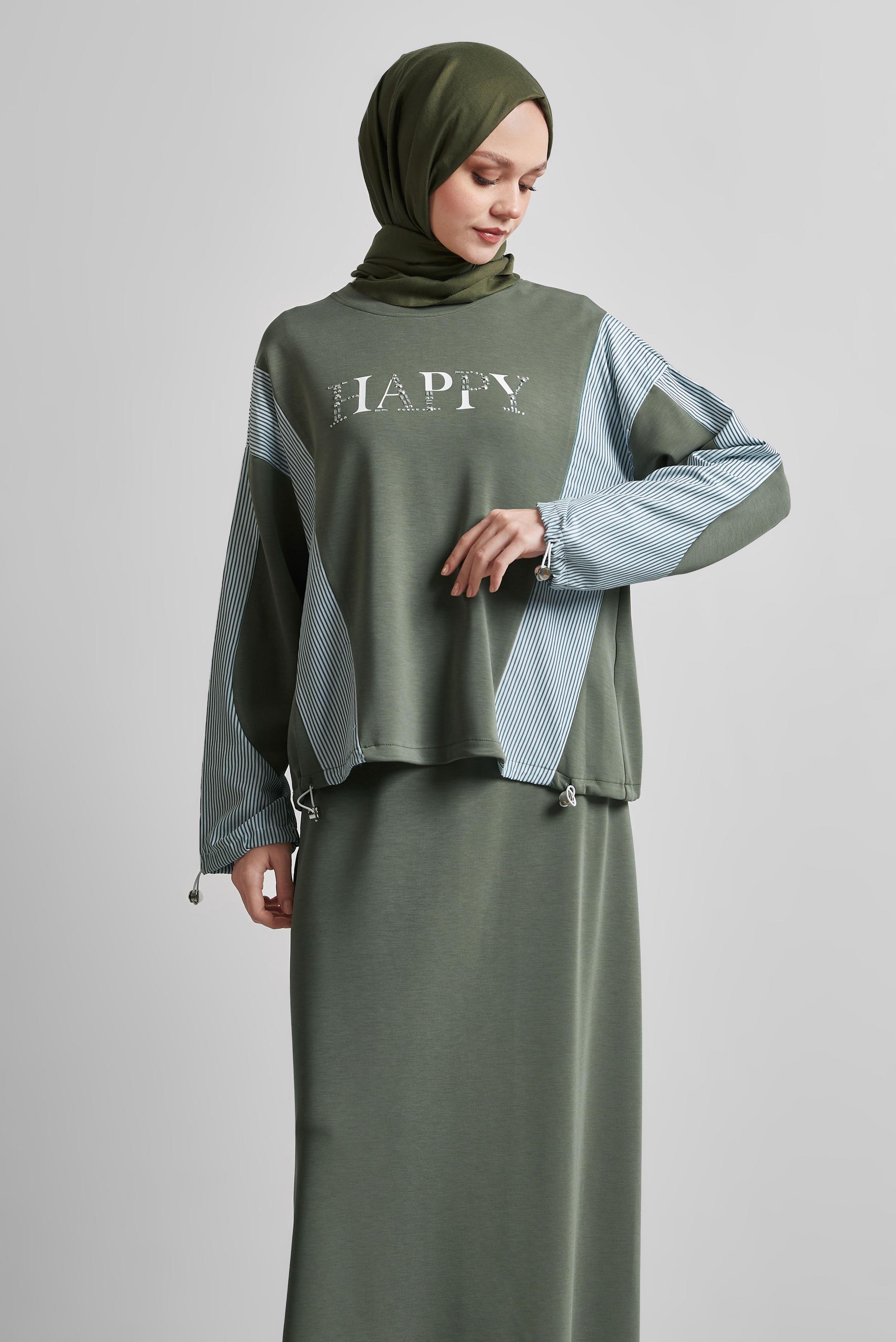 Vêtements hijab KAKI ENSEMBLE SURVÊTEMENT AVEC JUPE 45439