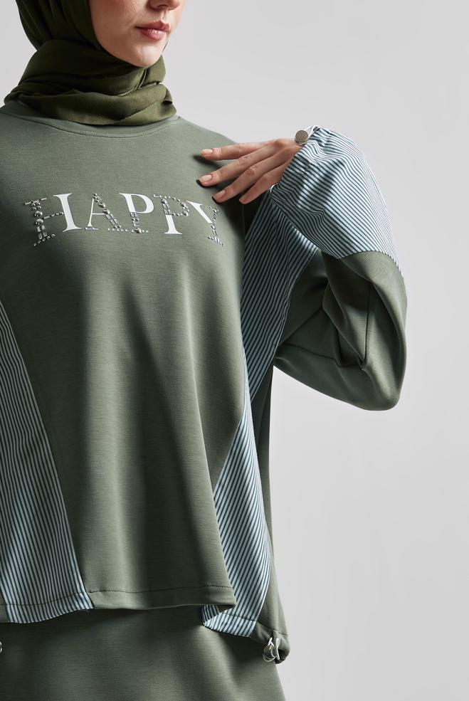 Vêtements hijab KAKI ENSEMBLE SURVÊTEMENT AVEC JUPE 45439 - ALVİNA