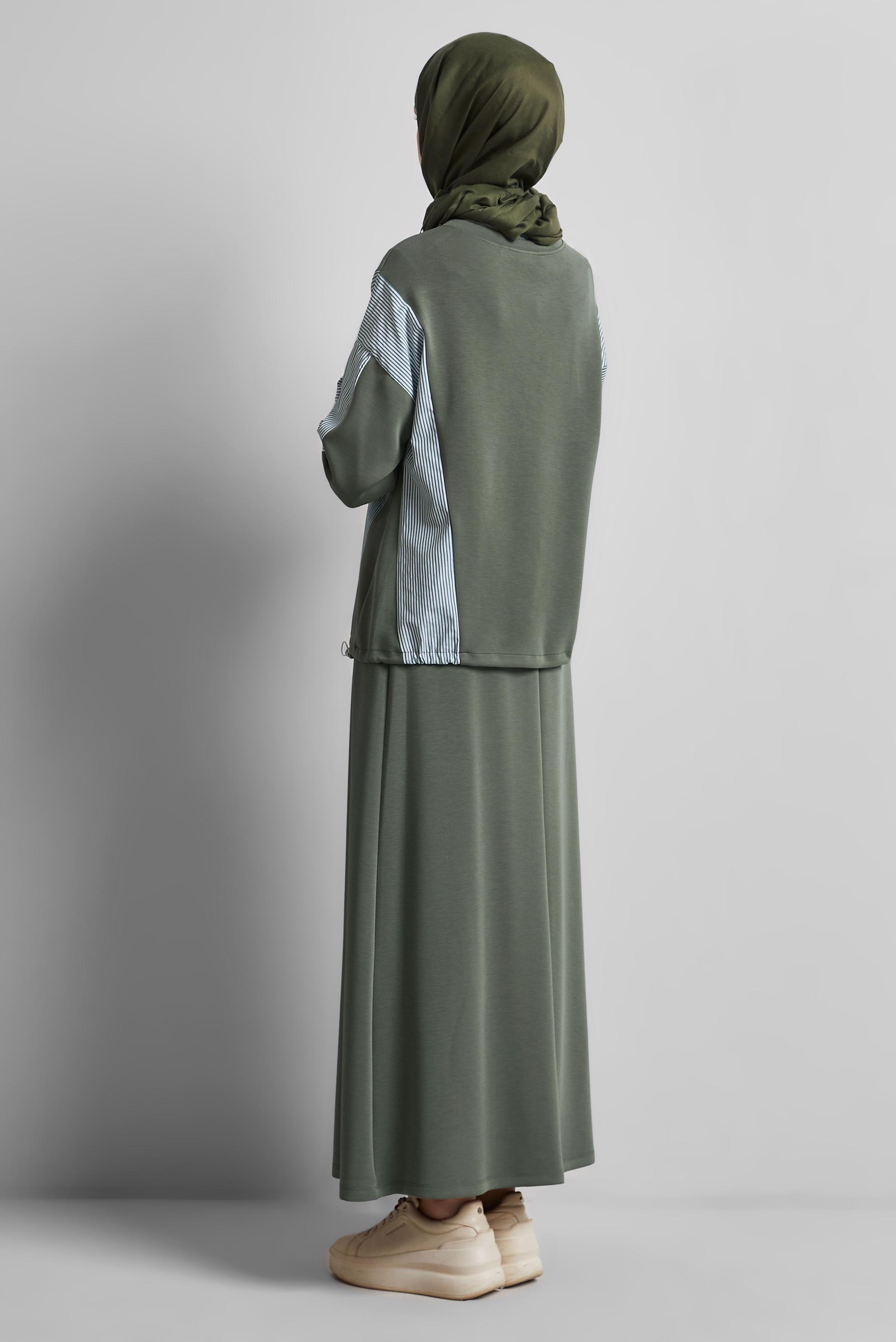 Vêtements hijab KAKI ENSEMBLE SURVÊTEMENT AVEC JUPE 45439