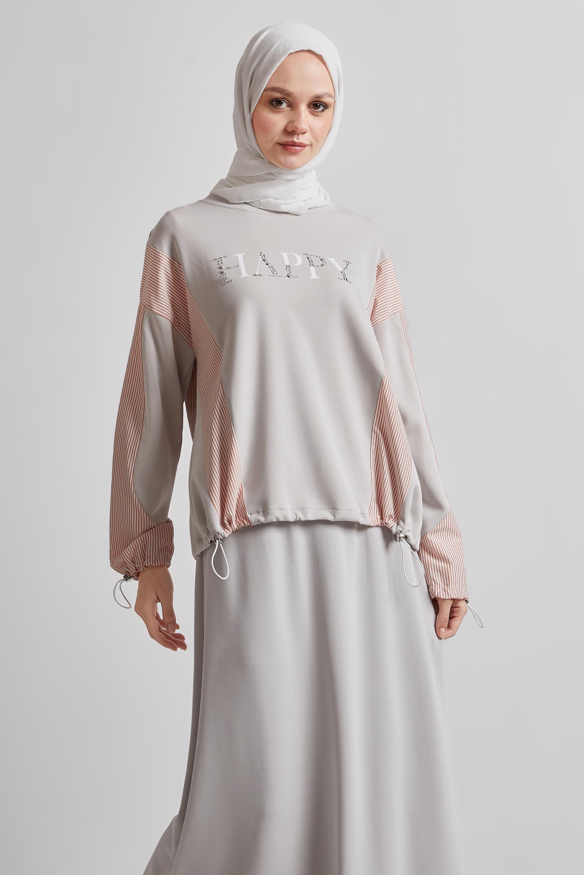 Vêtements hijab BEIGE ENSEMBLE SURVÊTEMENT AVEC JUPE 45439