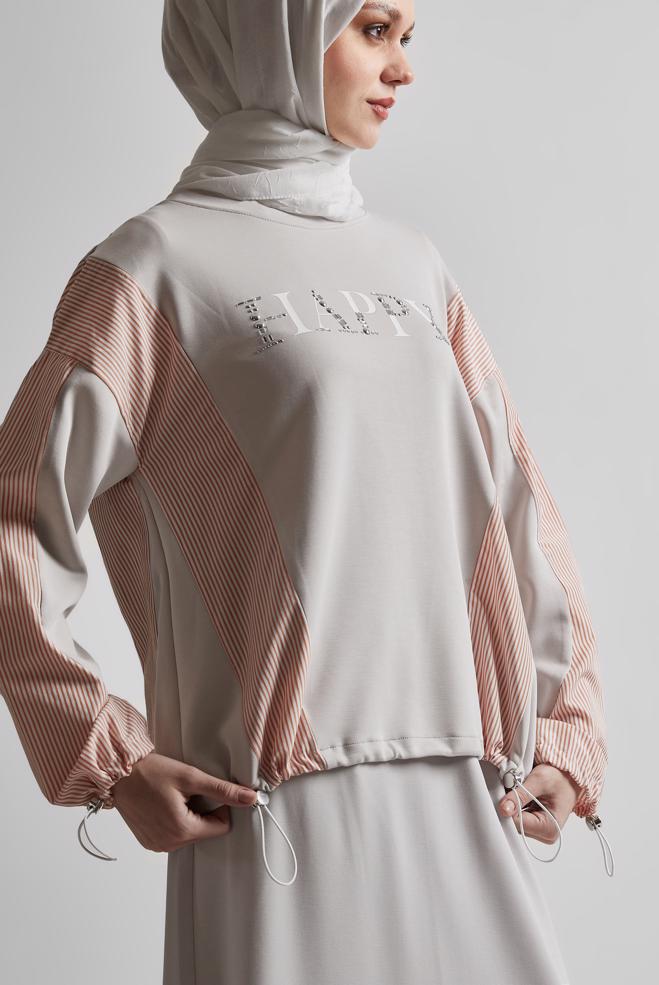 Vêtements hijab BEIGE ENSEMBLE SURVÊTEMENT AVEC JUPE 45439 - ALVİNA