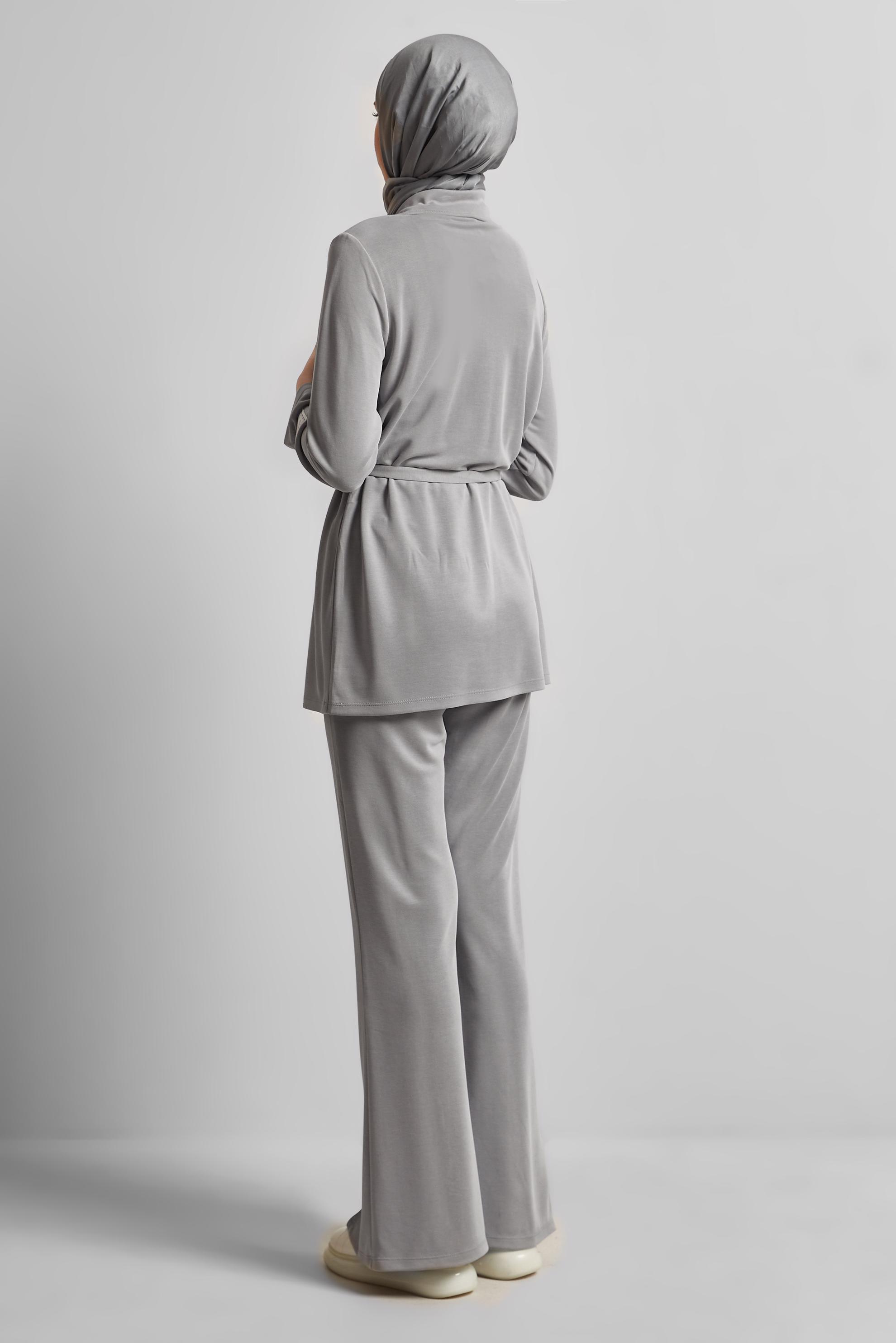 Vêtements hijab GRIS ENSEMBLE DE SURVÊTEMENT CEINTURÉ 45440