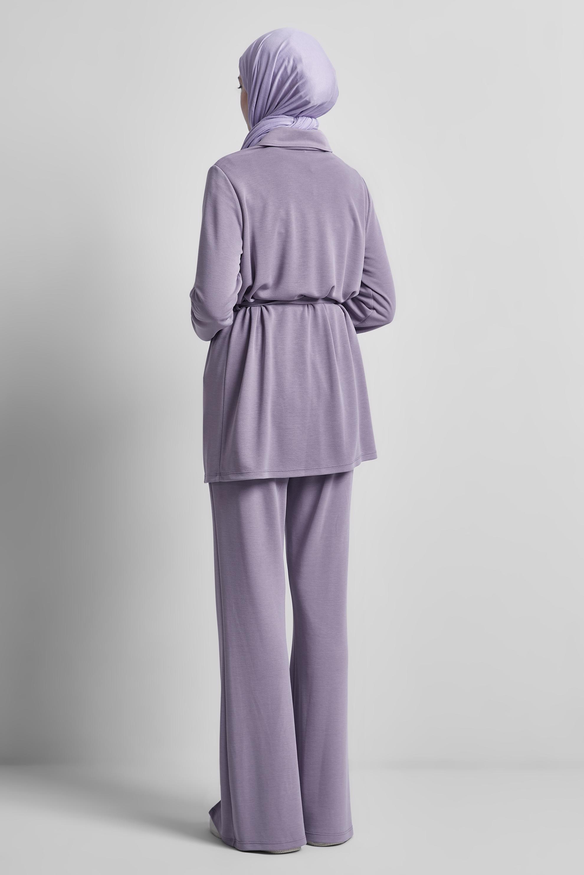 Tesettür giyim MOR KUŞAKLI PANTOLONLU EŞOFMAN TAKIM 45440