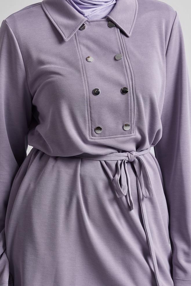 Hijab-Kleidung LILA TRAININGSANZUG-SET MIT GÜRTEL 45440 - ALVİNA