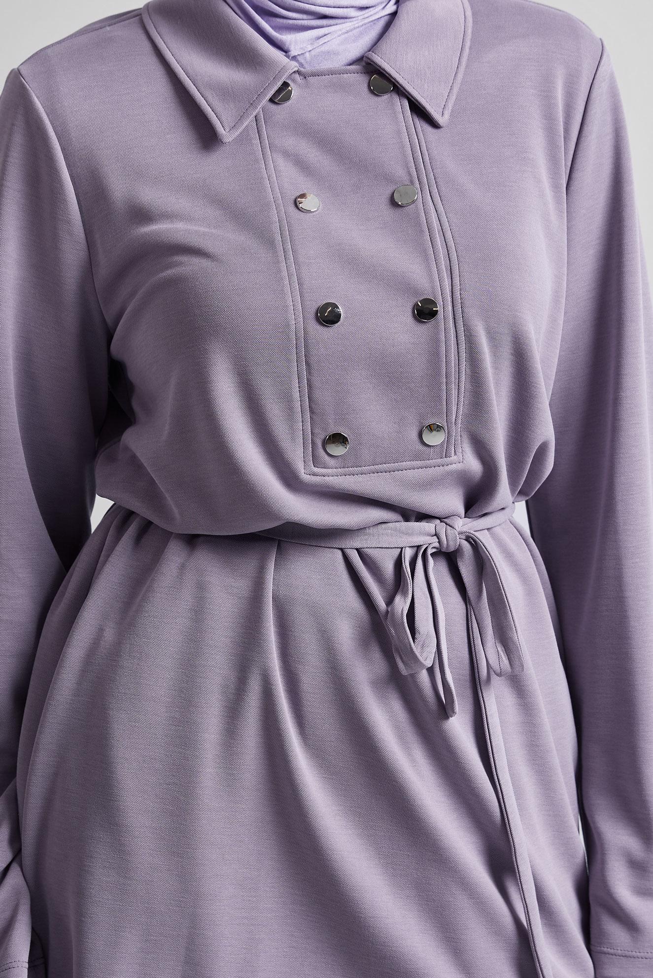 Tesettür giyim MOR KUŞAKLI PANTOLONLU EŞOFMAN TAKIM 45440