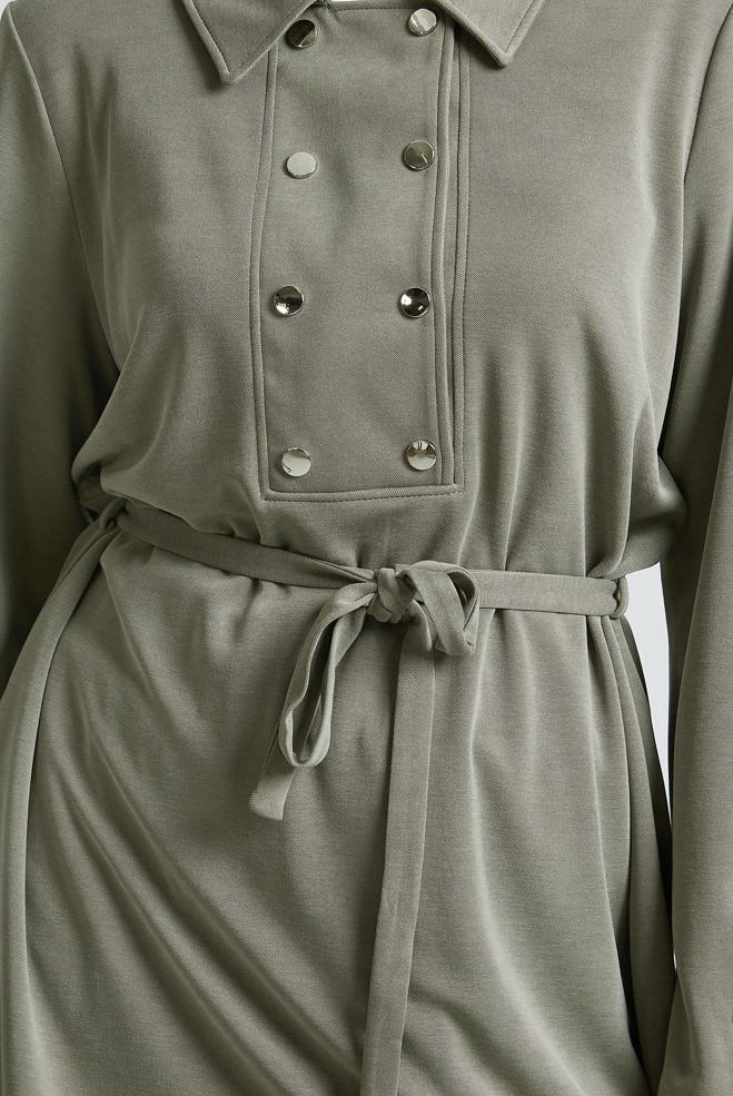 Hijab-Kleidung KHAKI TRAININGSANZUG-SET MIT GÜRTEL 45440 - ALVİNA