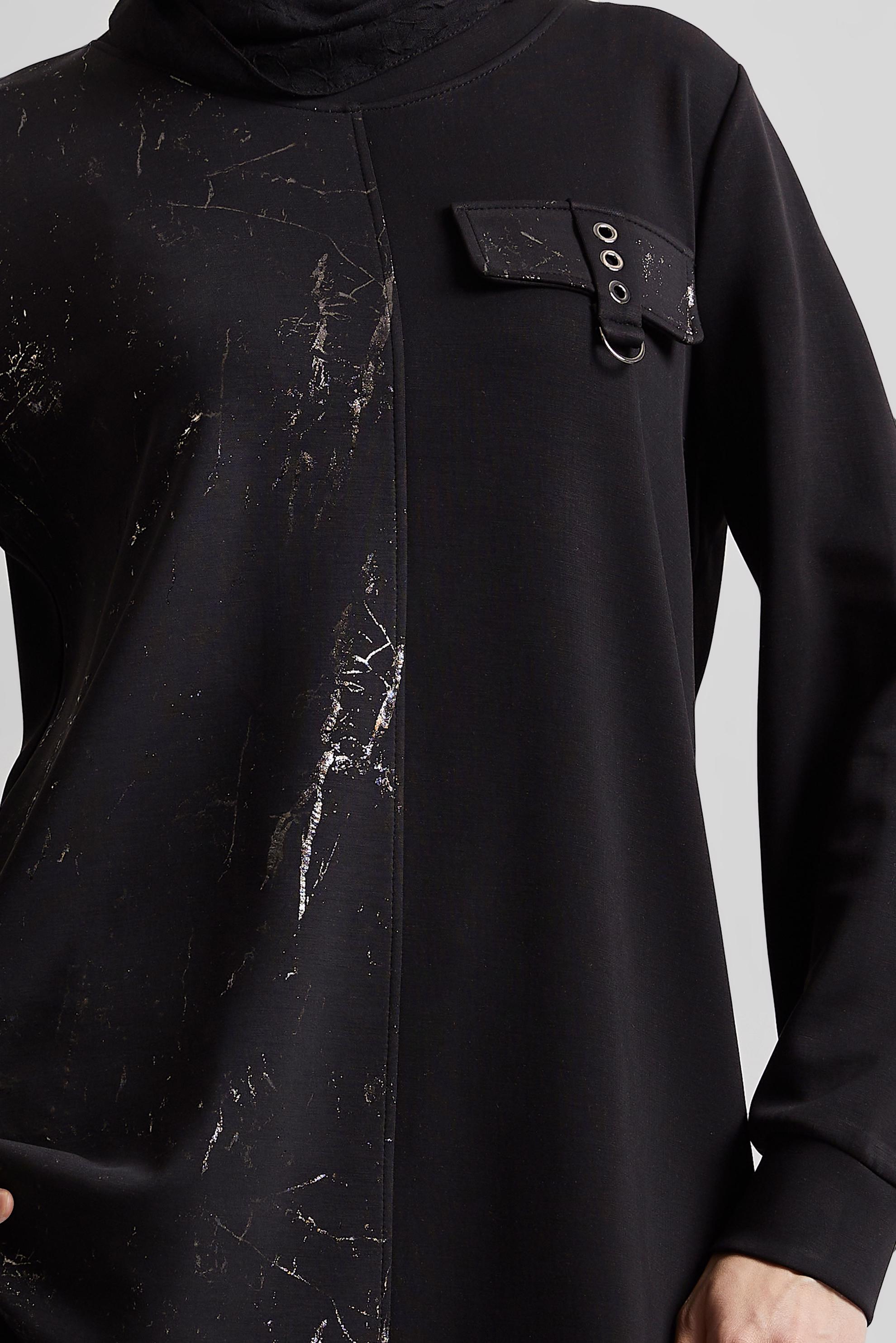 Tesettür giyim SİYAH BİSİKLET YAKA EŞOFMAN TUNİK 45441