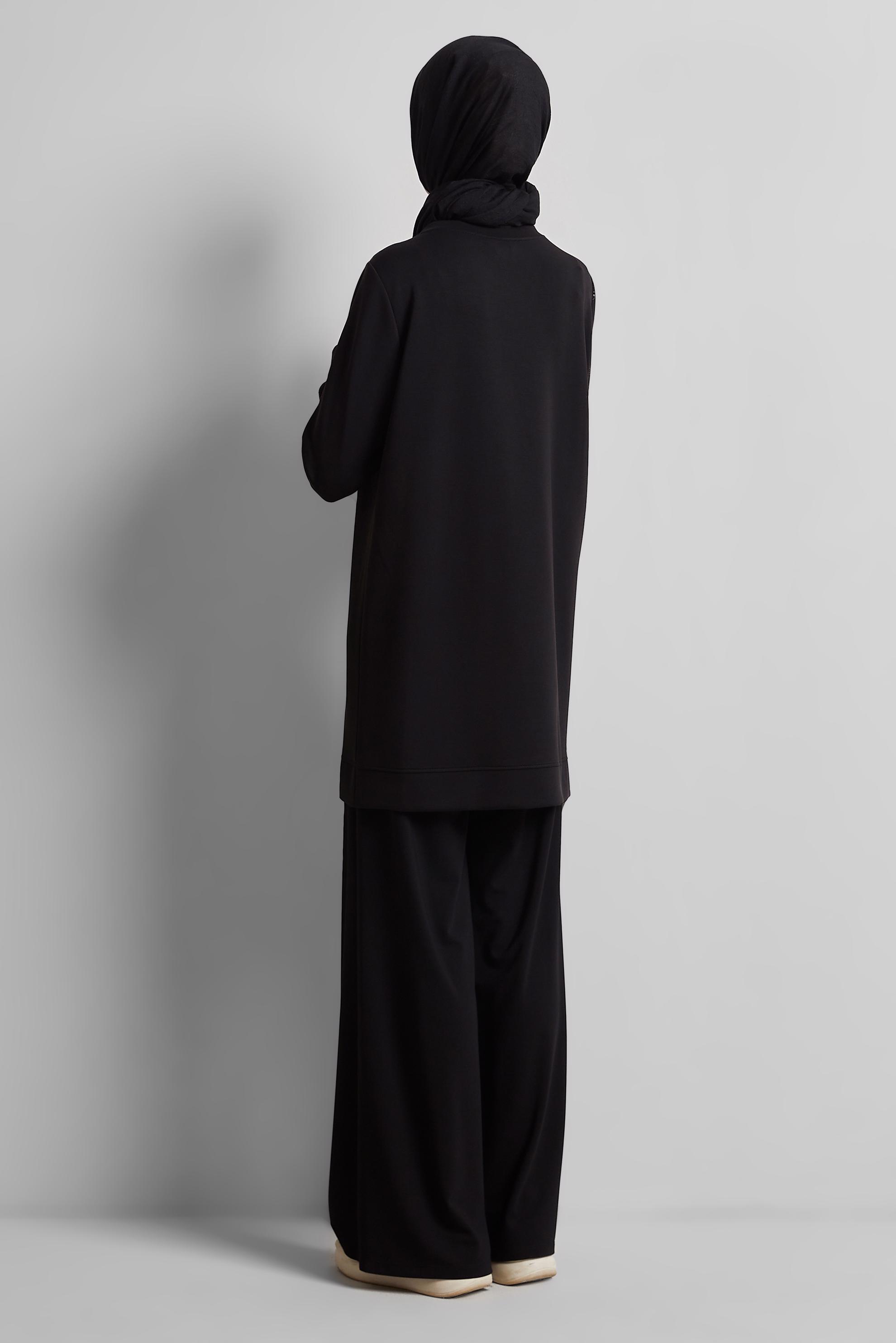 Tesettür giyim SİYAH BİSİKLET YAKA EŞOFMAN TUNİK 45441