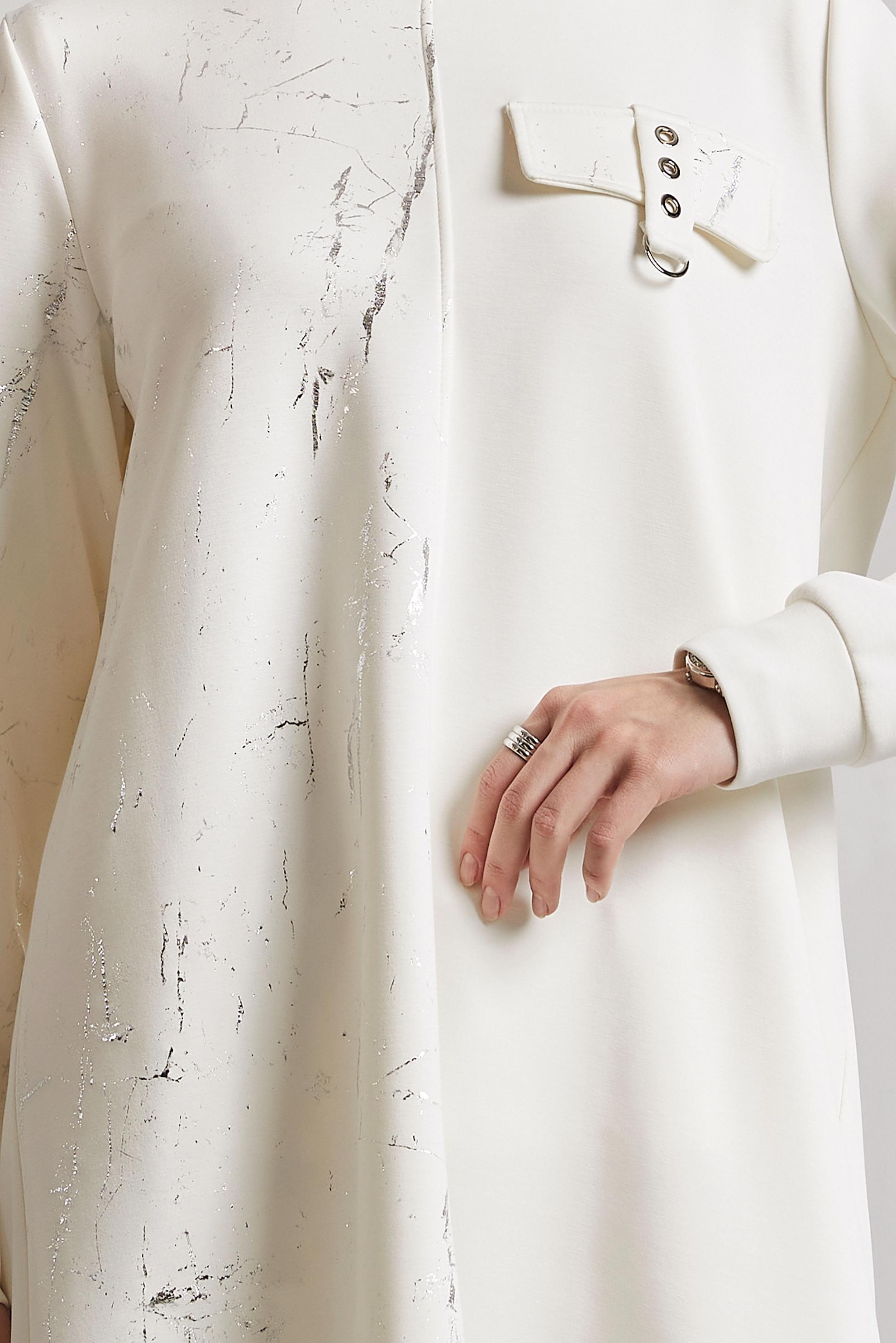 Tesettür giyim BEYAZ BİSİKLET YAKA EŞOFMAN TUNİK 45441