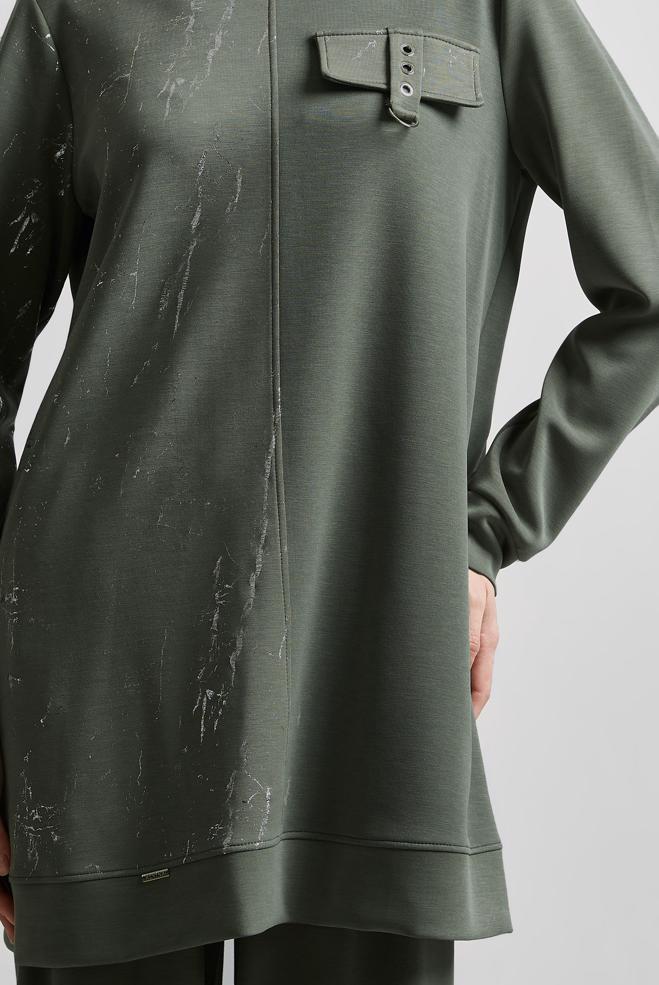 Hijab-Kleidung KHAKI TRAININGSTUNIKA MIT RUNDHALSAUSSCHNITT 45441 - ALVİNA