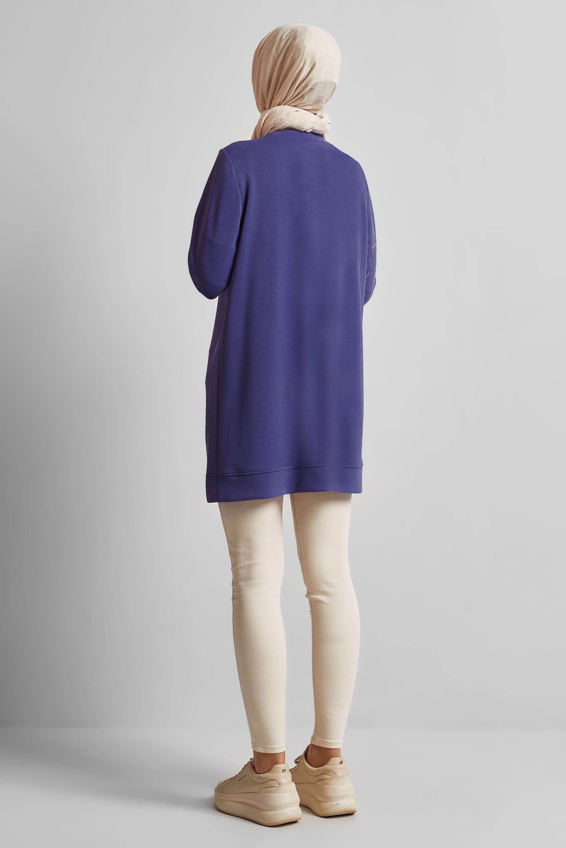 Tesettür giyim MOR BİSİKLET YAKA EŞOFMAN TUNİK 45441