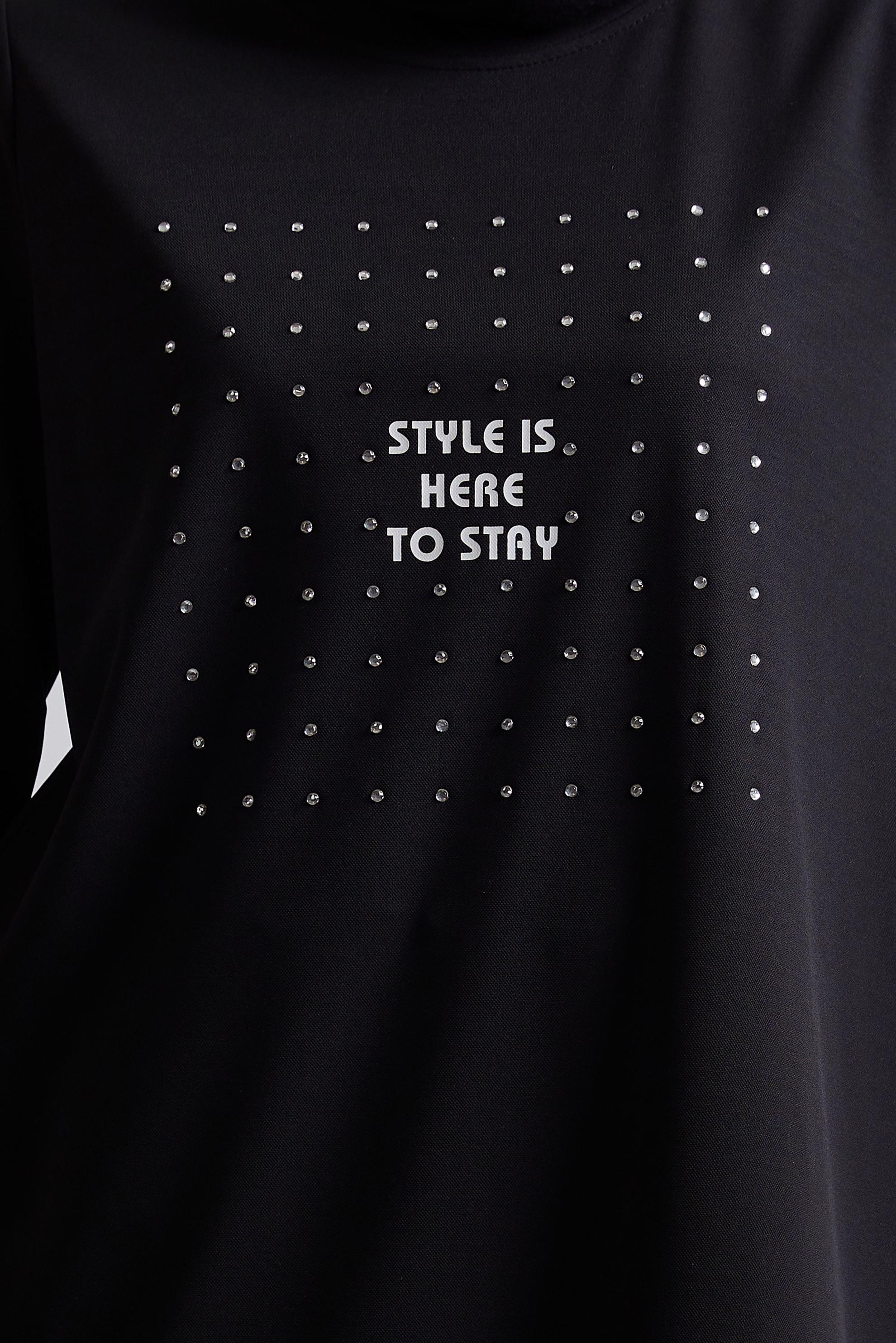 Tesettür giyim SİYAH TAŞLI EŞOFMAN TUNİK 45442