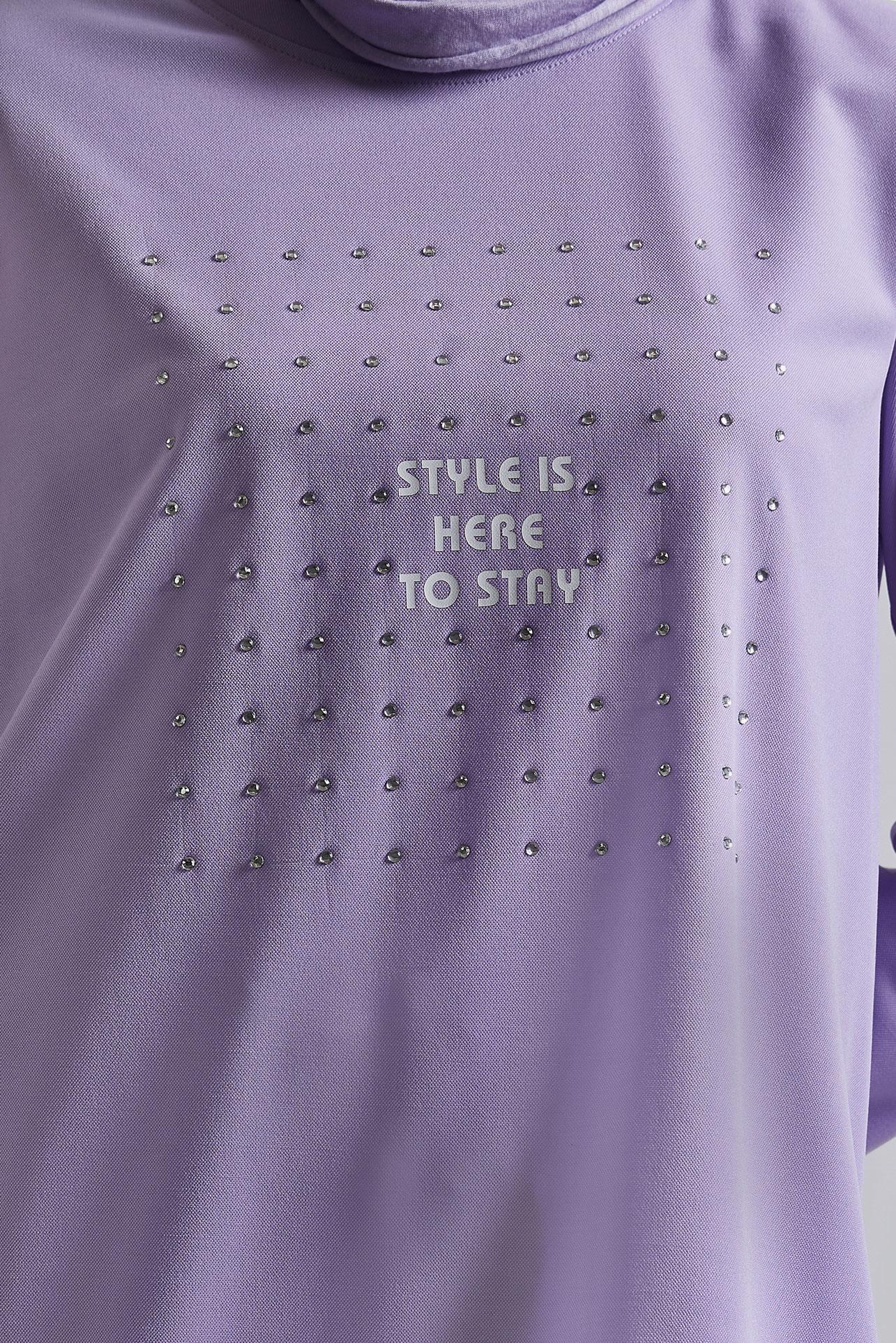 Tesettür giyim MOR TAŞLI EŞOFMAN TUNİK 45442