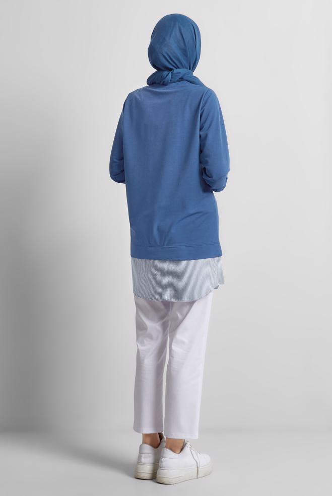 Vêtements hijab BLEU 45442 8537 EŞOFMAN TUNİK 38-44 TEK 40 - ALVİNA