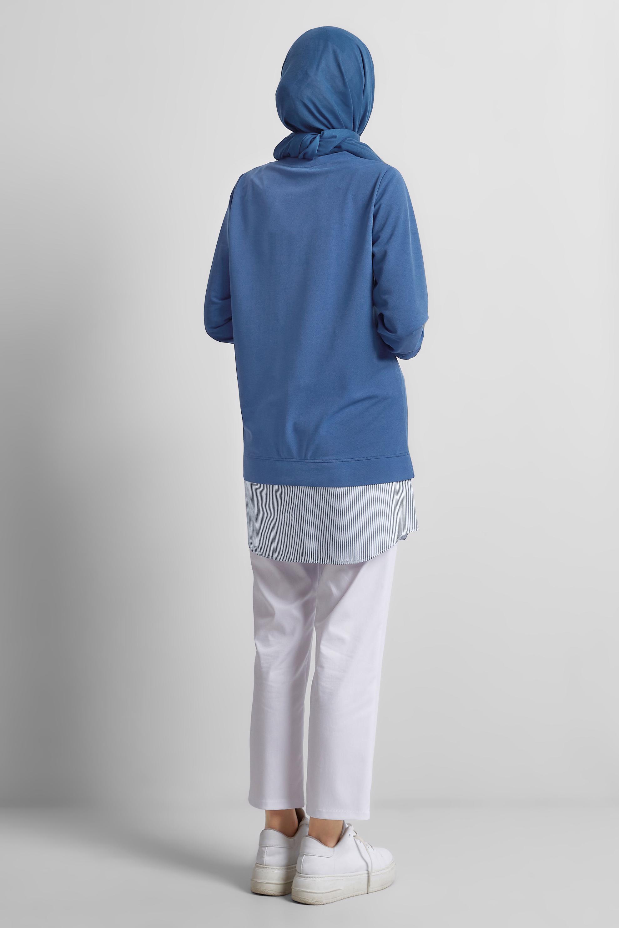 Vêtements hijab BLEU TUNIQUE DE SURVÊTEMENT AVEC BIJOU 45442