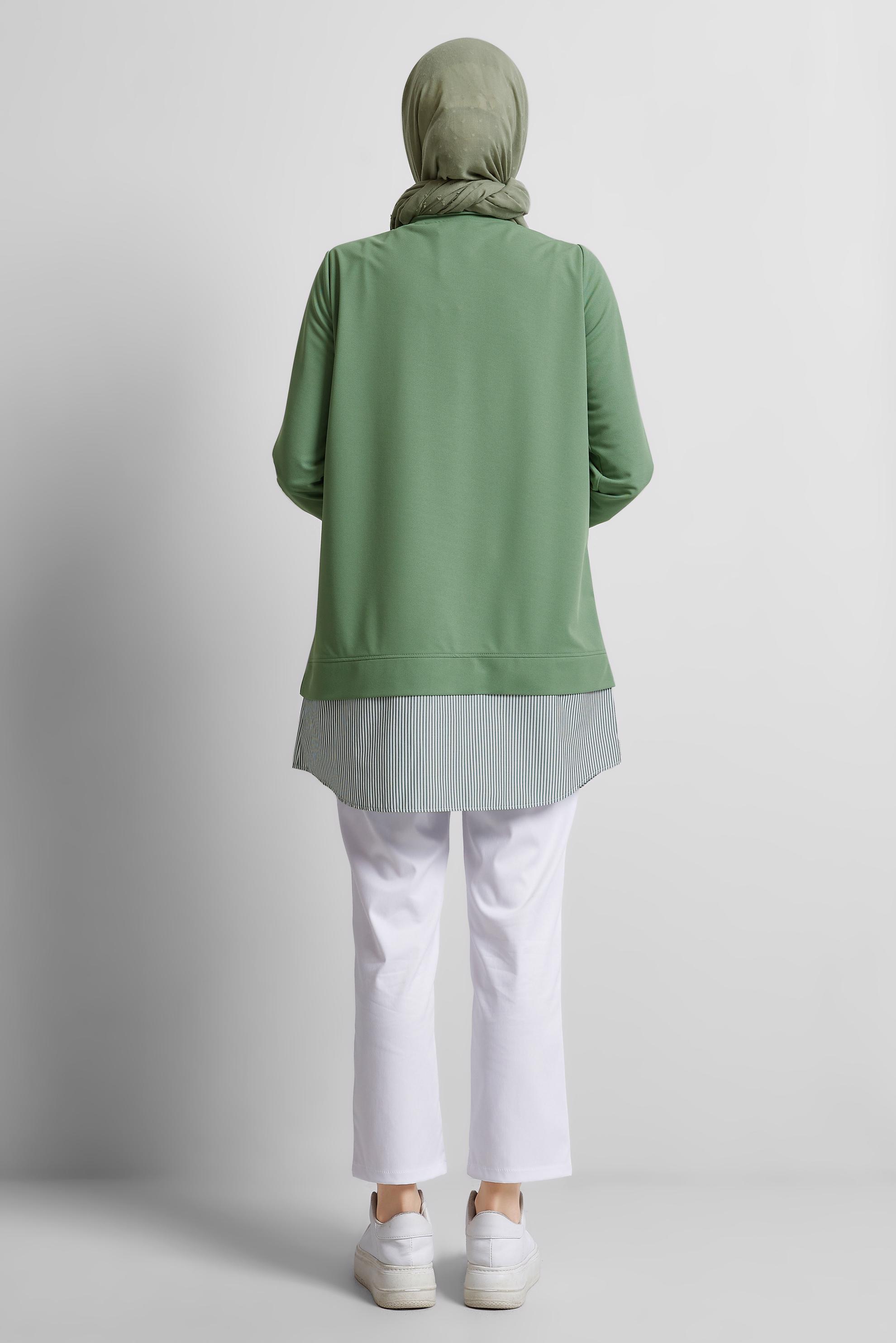 Tesettür giyim YEŞİL TAŞLI EŞOFMAN TUNİK 45442