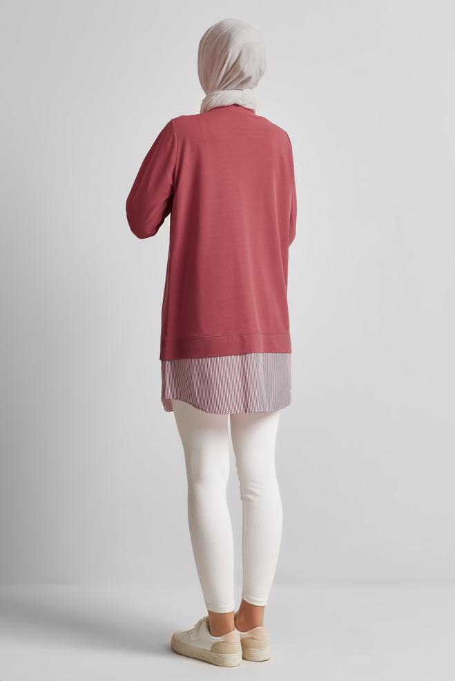 Hijab-Kleidung ROSA TRAININGSANZUG-TUNIKA MIT JUWELEN 45442 - ALVİNA