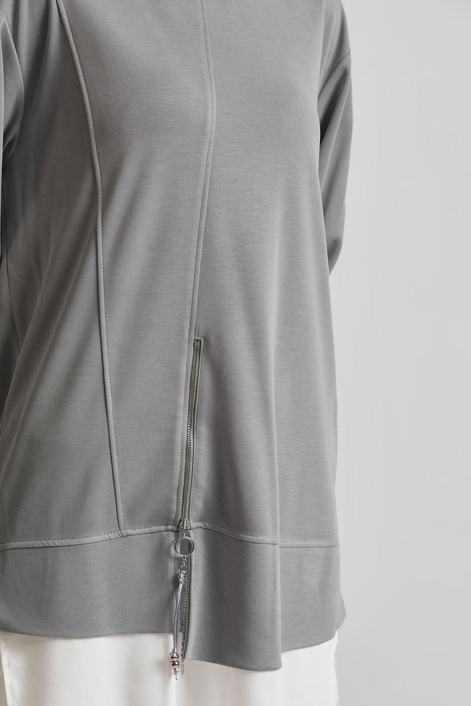 Tesettür giyim GRİ BİSİKLET YAKA EŞOFMAN TUNİK 45461