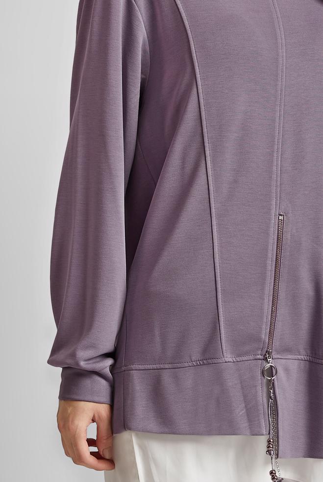 Hijab-Kleidung LILA TRAININGSTUNIKA MIT RUNDHALSAUSSCHNITT 45461 - ALVİNA